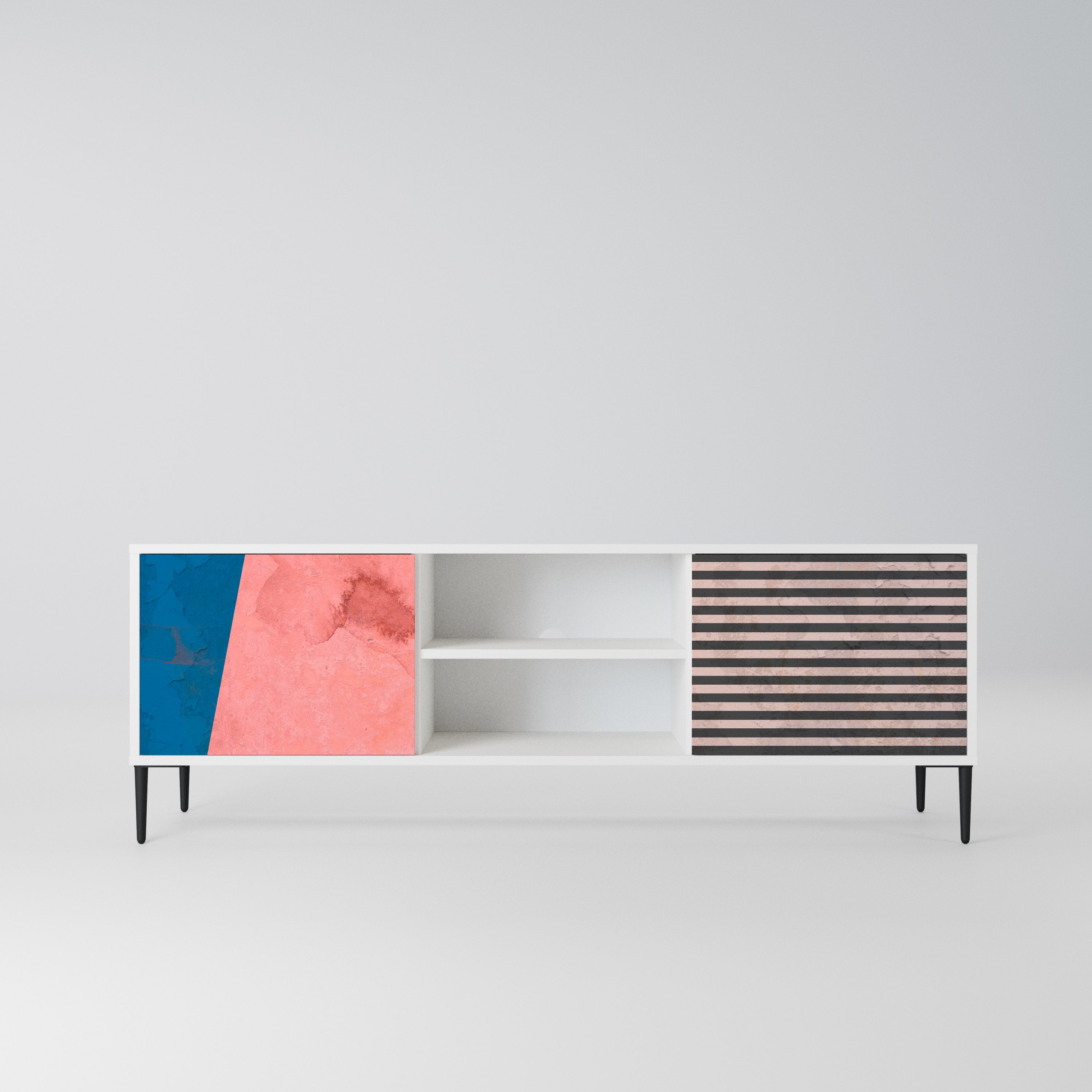 GLAMOROUS STRIPE Szafka RTV 2-drzwiowa korpus Biały