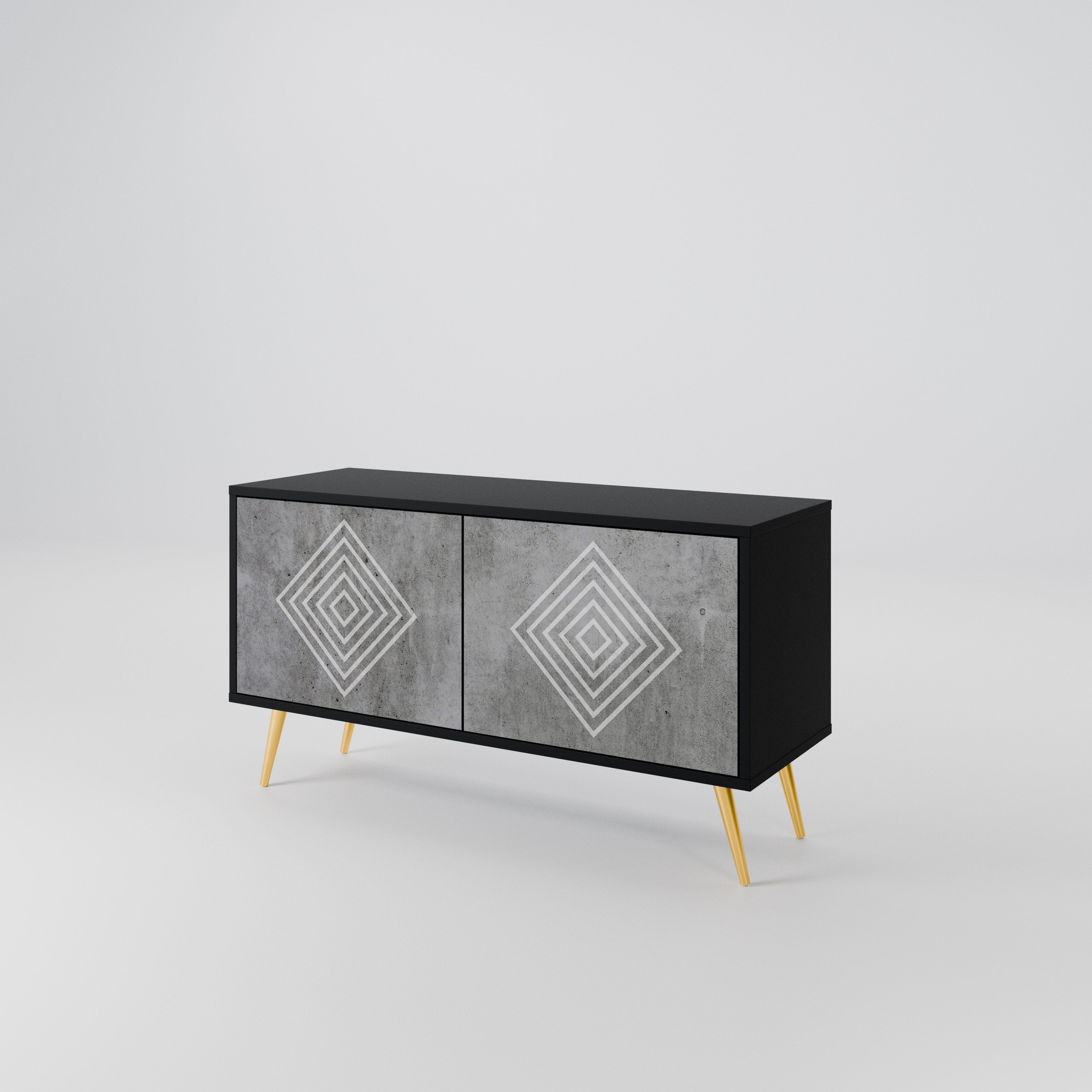 POLYGONAL ARTISTRY Kompaktowa szafka RTV 2-drzwiowa