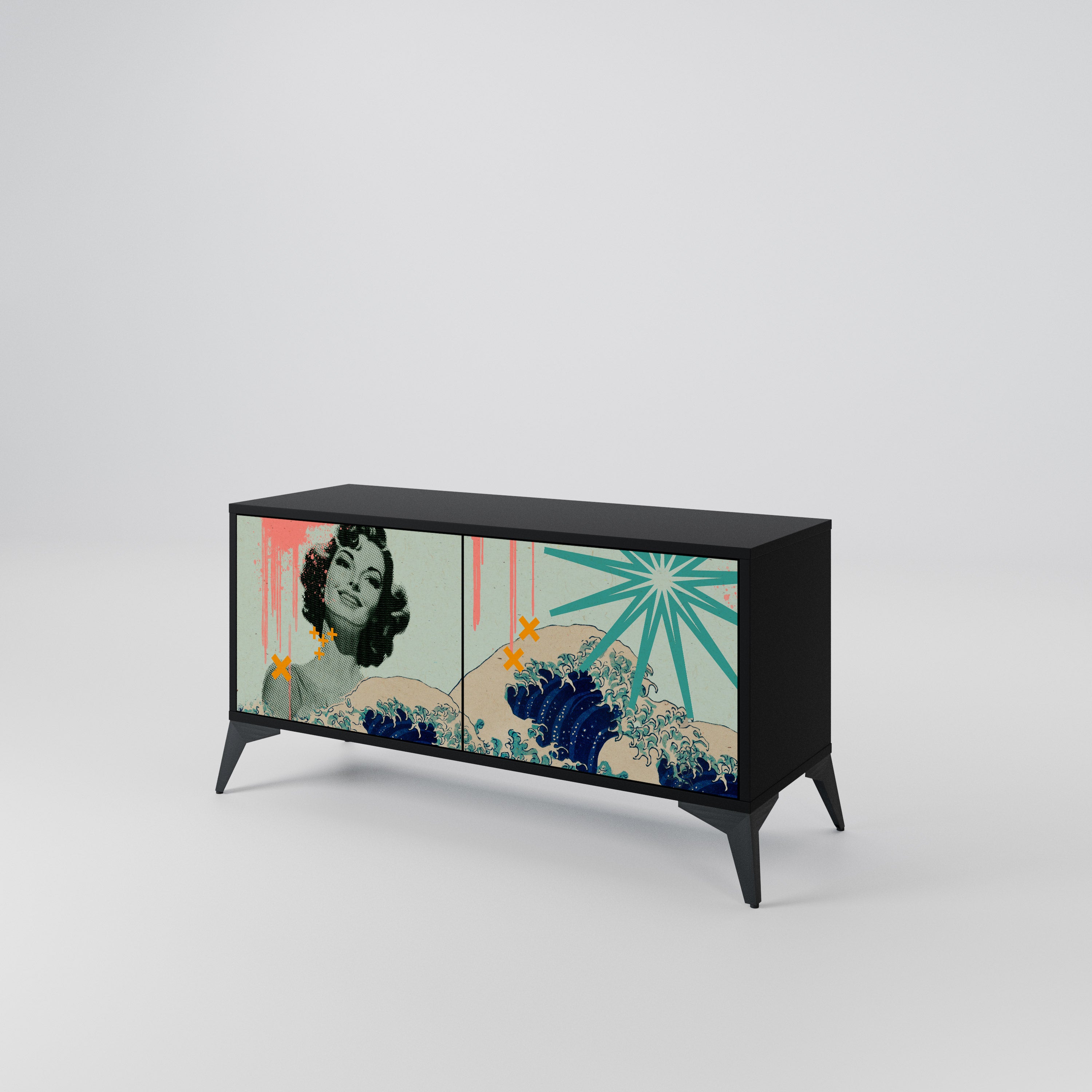 KANAGAWA BEAUTY Kompaktowa szafka RTV 2-drzwiowa