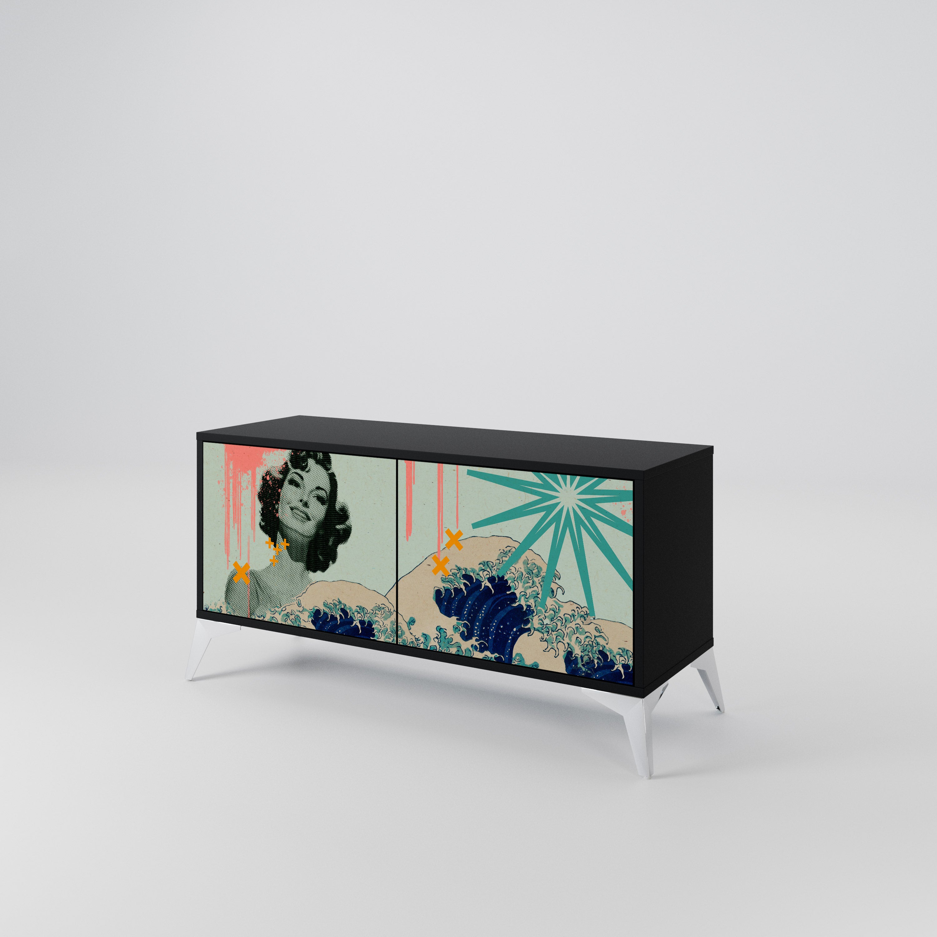 KANAGAWA BEAUTY Kompaktowa szafka RTV 2-drzwiowa