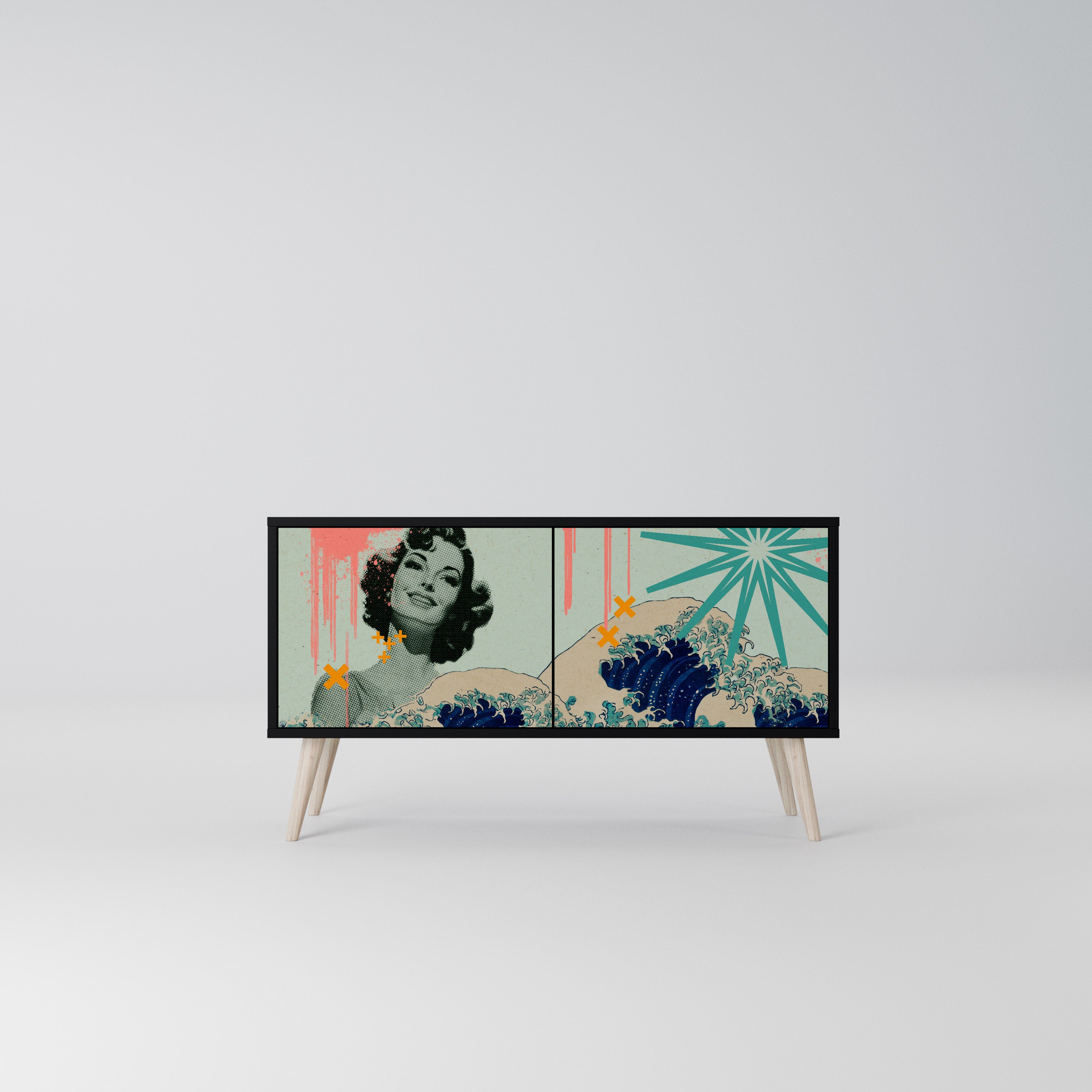 KANAGAWA BEAUTY Kompaktowa szafka RTV 2-drzwiowa