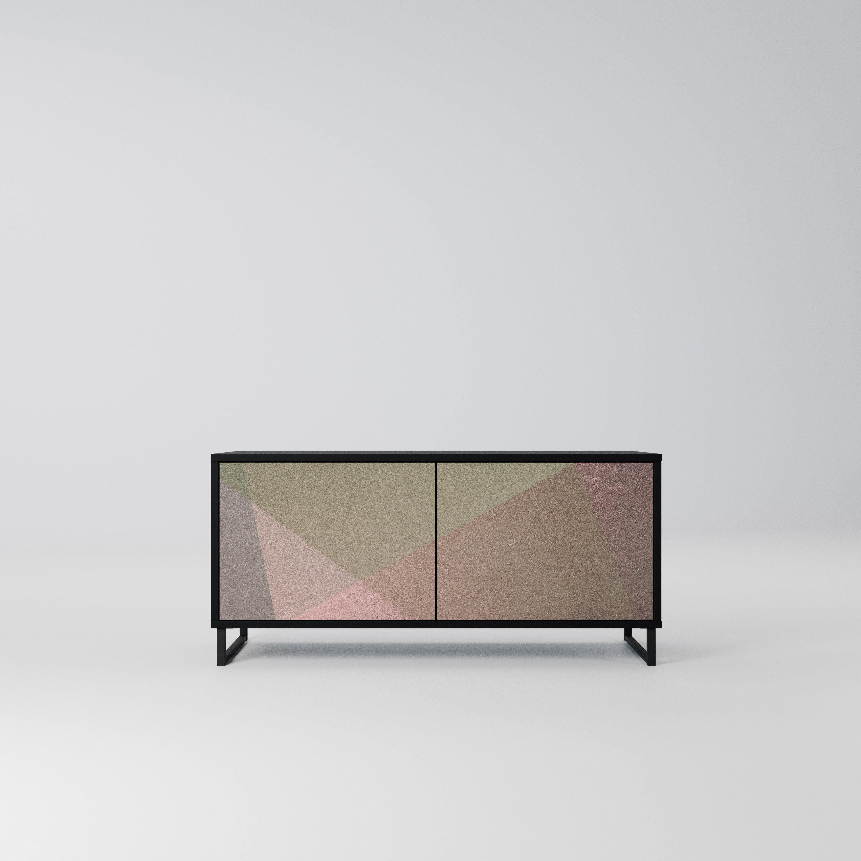 BEIGE GEOMETRY Kompaktowa szafka RTV 2-drzwiowa