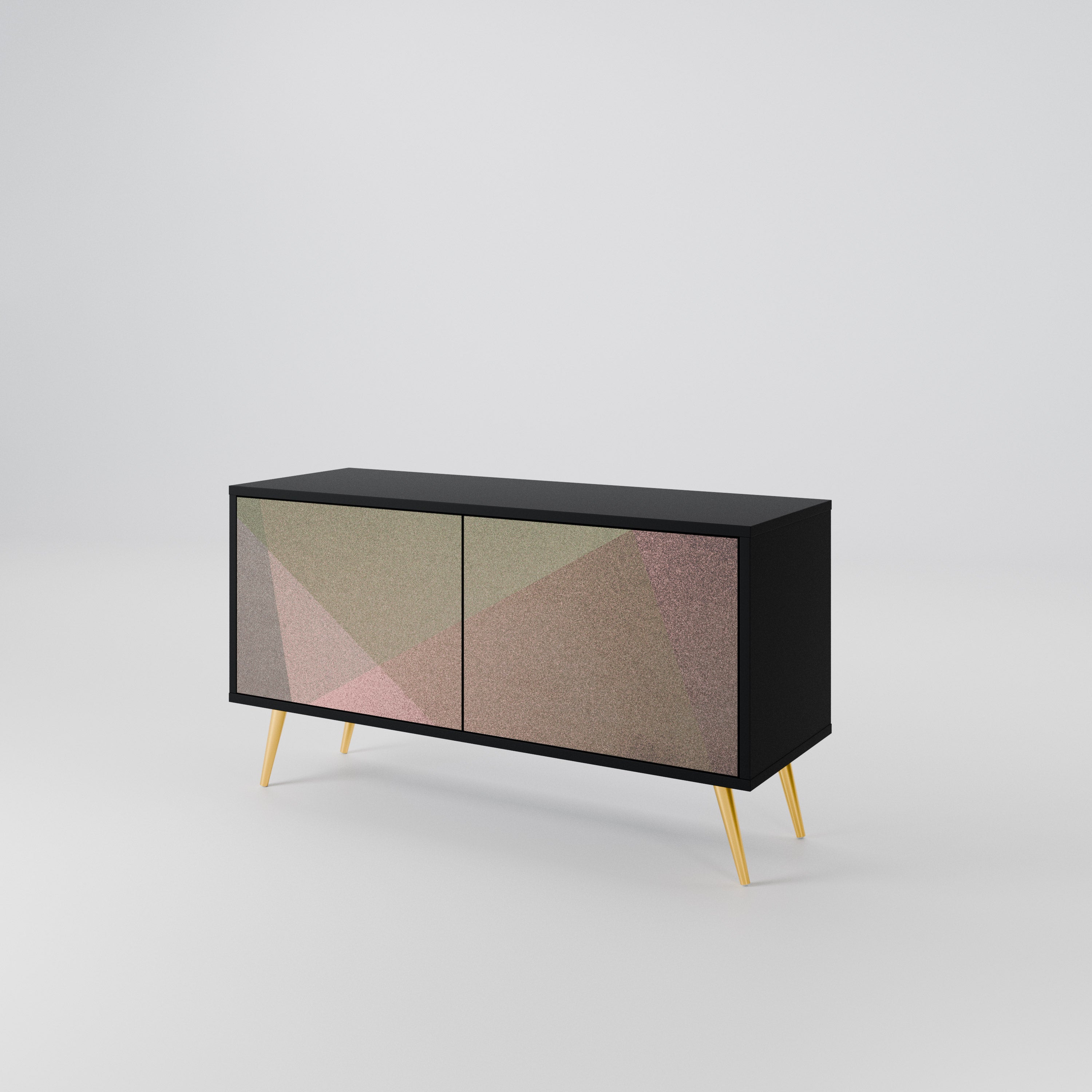 BEIGE GEOMETRY Kompaktowa szafka RTV 2-drzwiowa