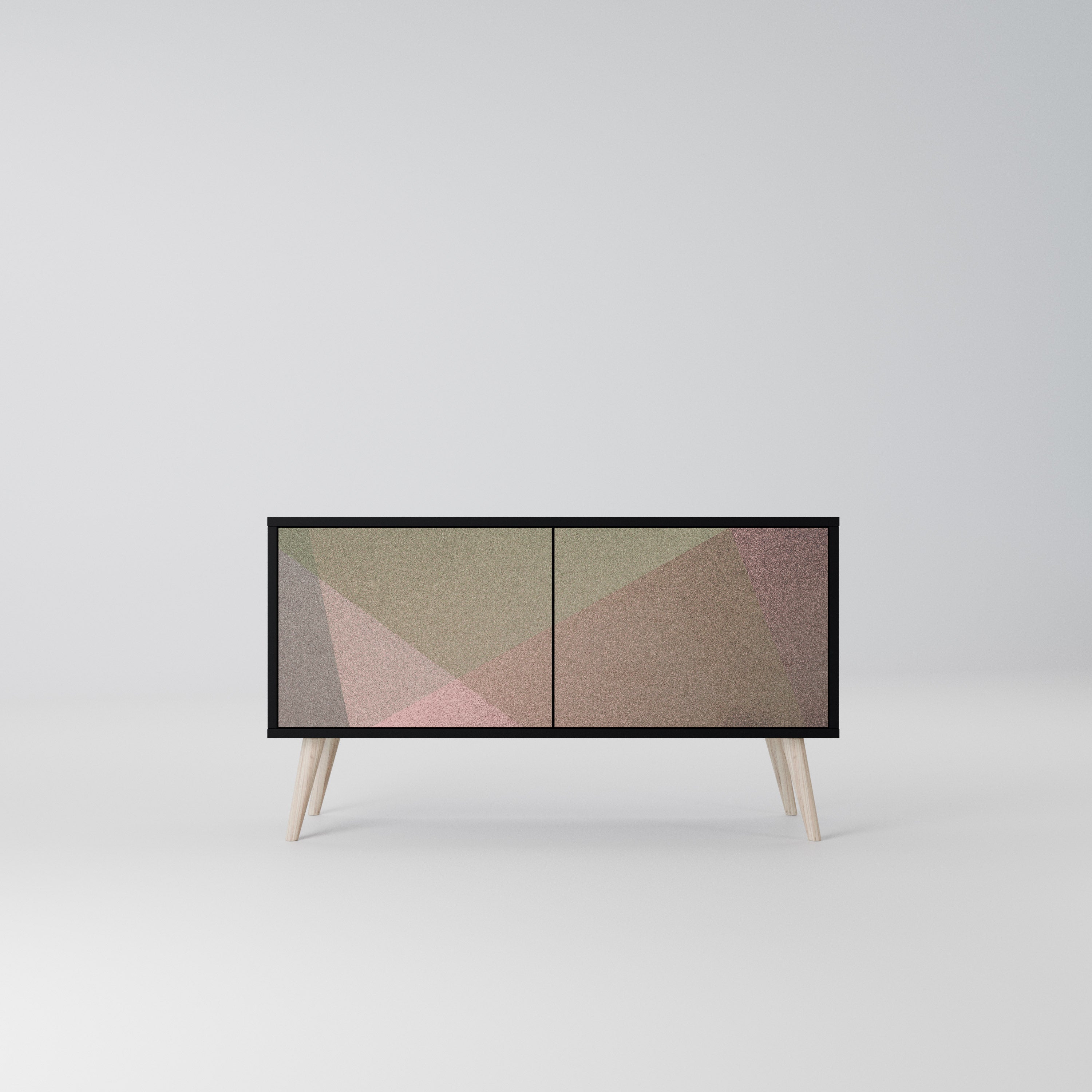 BEIGE GEOMETRY Kompaktowa szafka RTV 2-drzwiowa