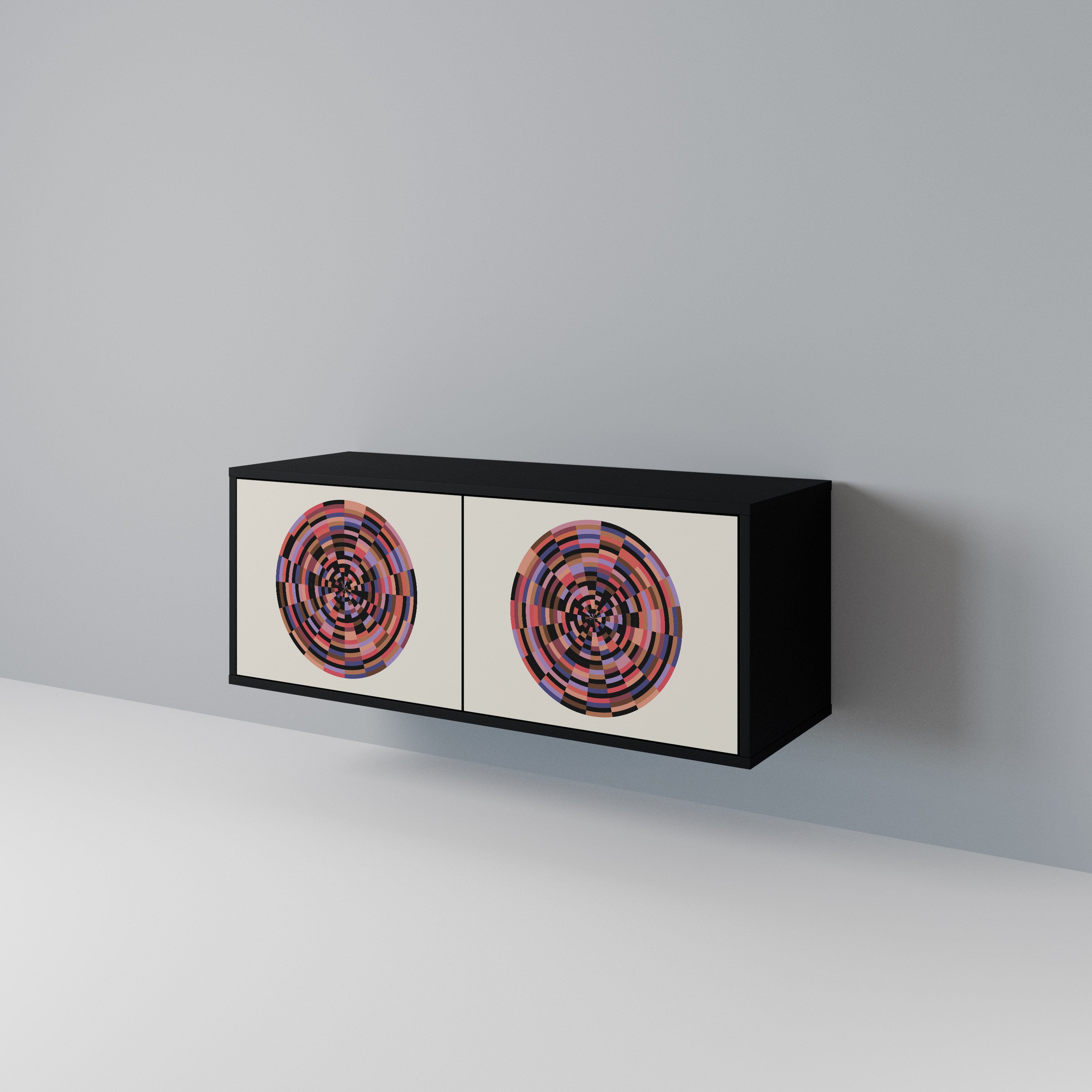 BROWN CIRCLES Kompaktowa szafka RTV 2-drzwiowa