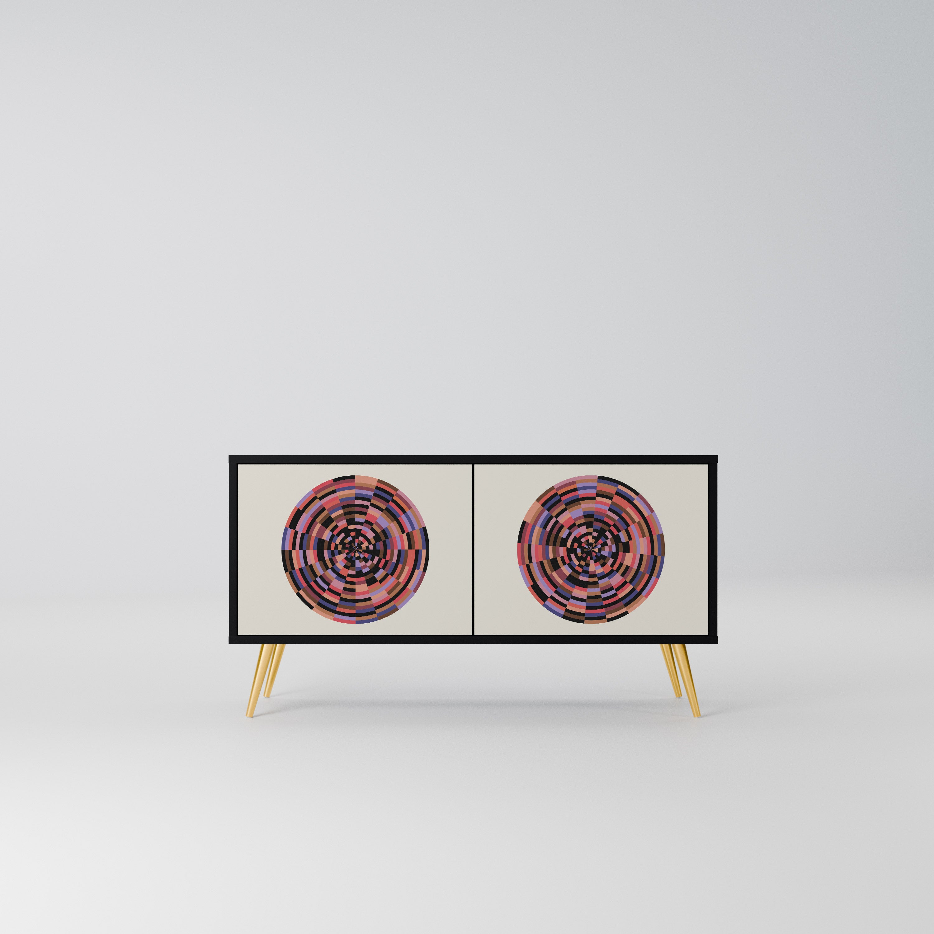 BROWN CIRCLES Kompaktowa szafka RTV 2-drzwiowa