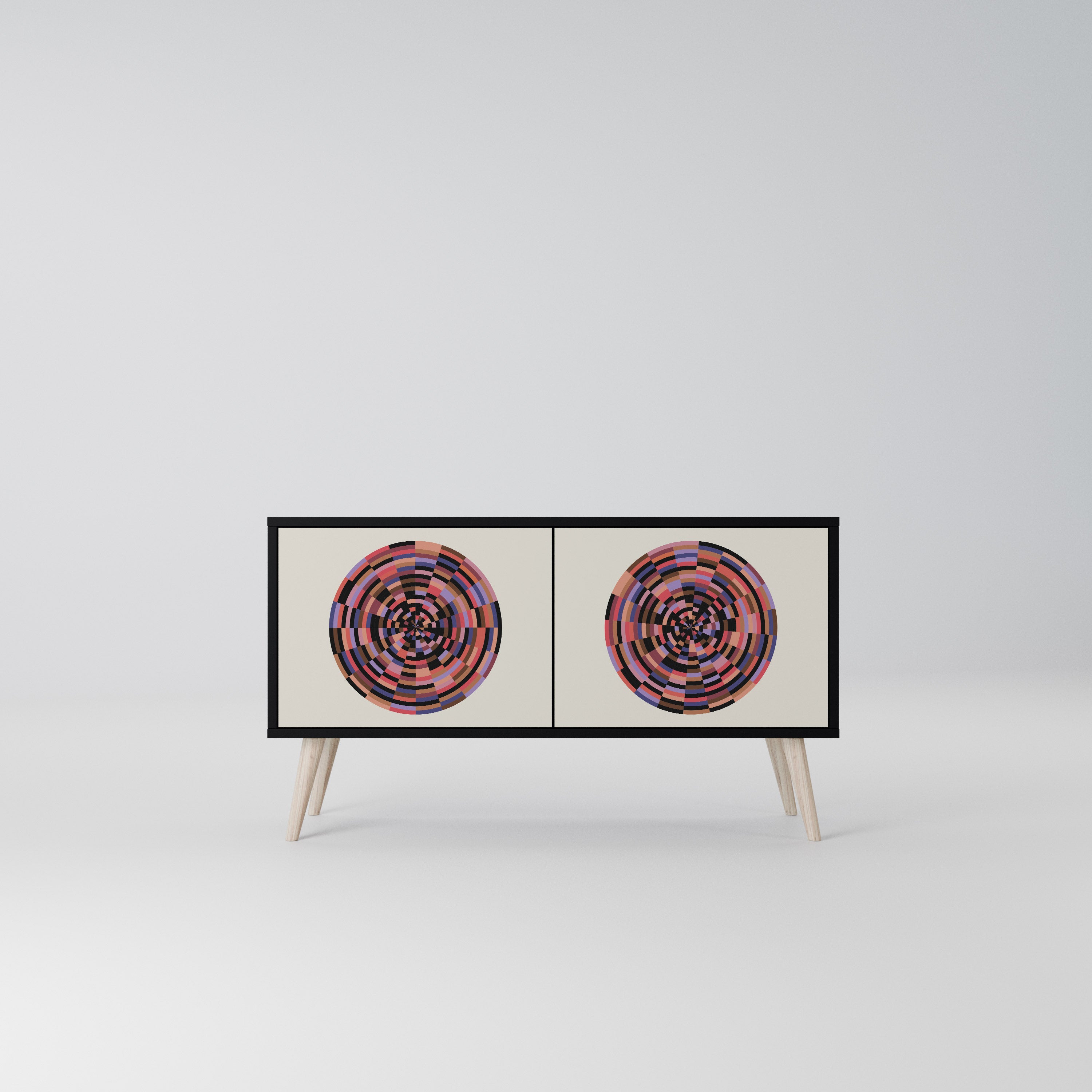 BROWN CIRCLES Kompaktowa szafka RTV 2-drzwiowa