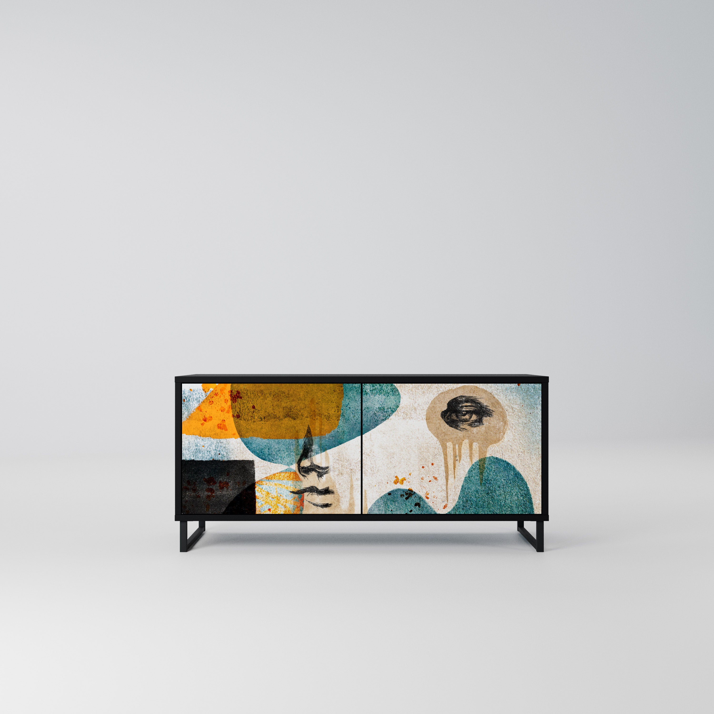 ABSTRACT FACES Kompaktowa szafka RTV 2-drzwiowa