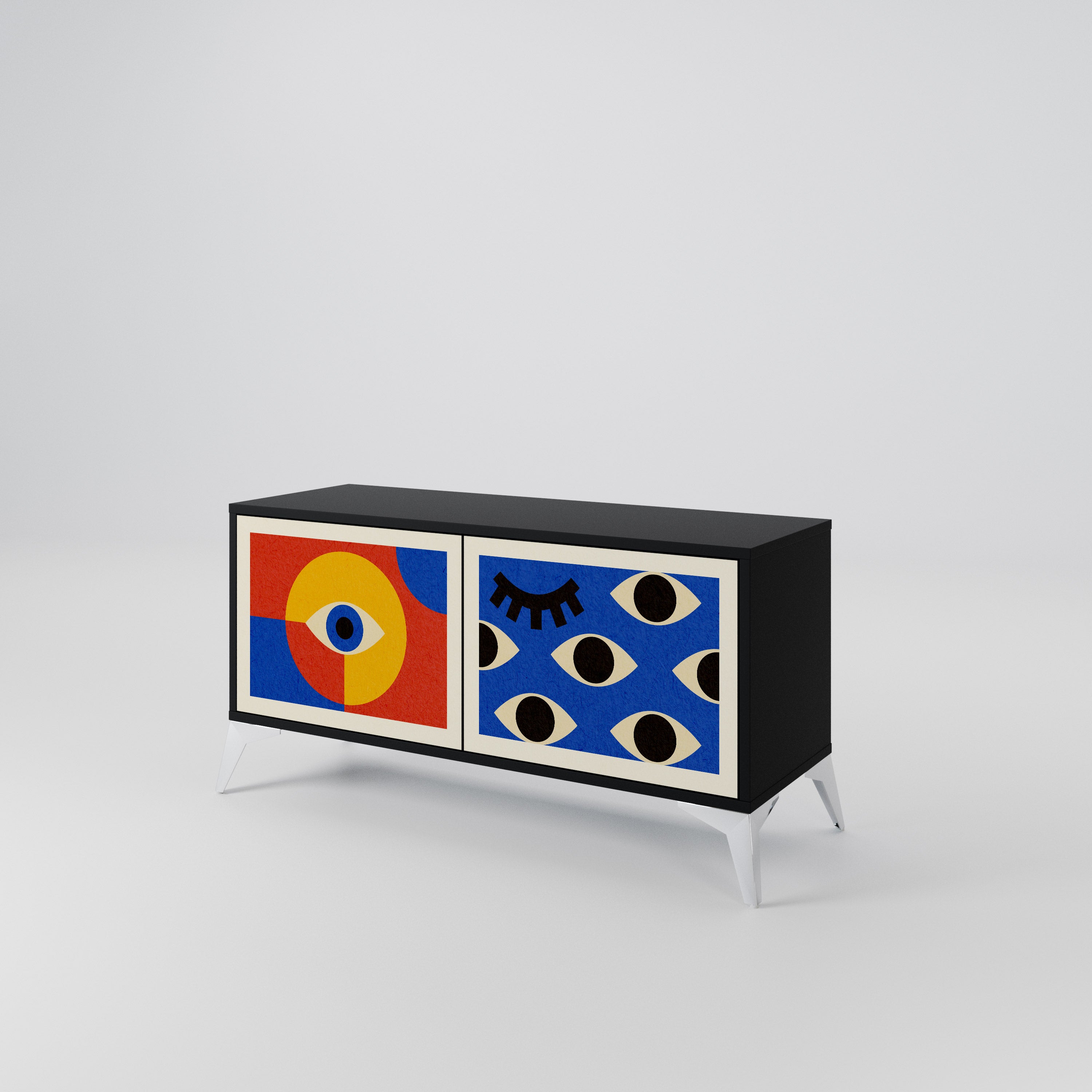 GEOMETRIC EYES Kompaktowa szafka RTV 2-drzwiowa