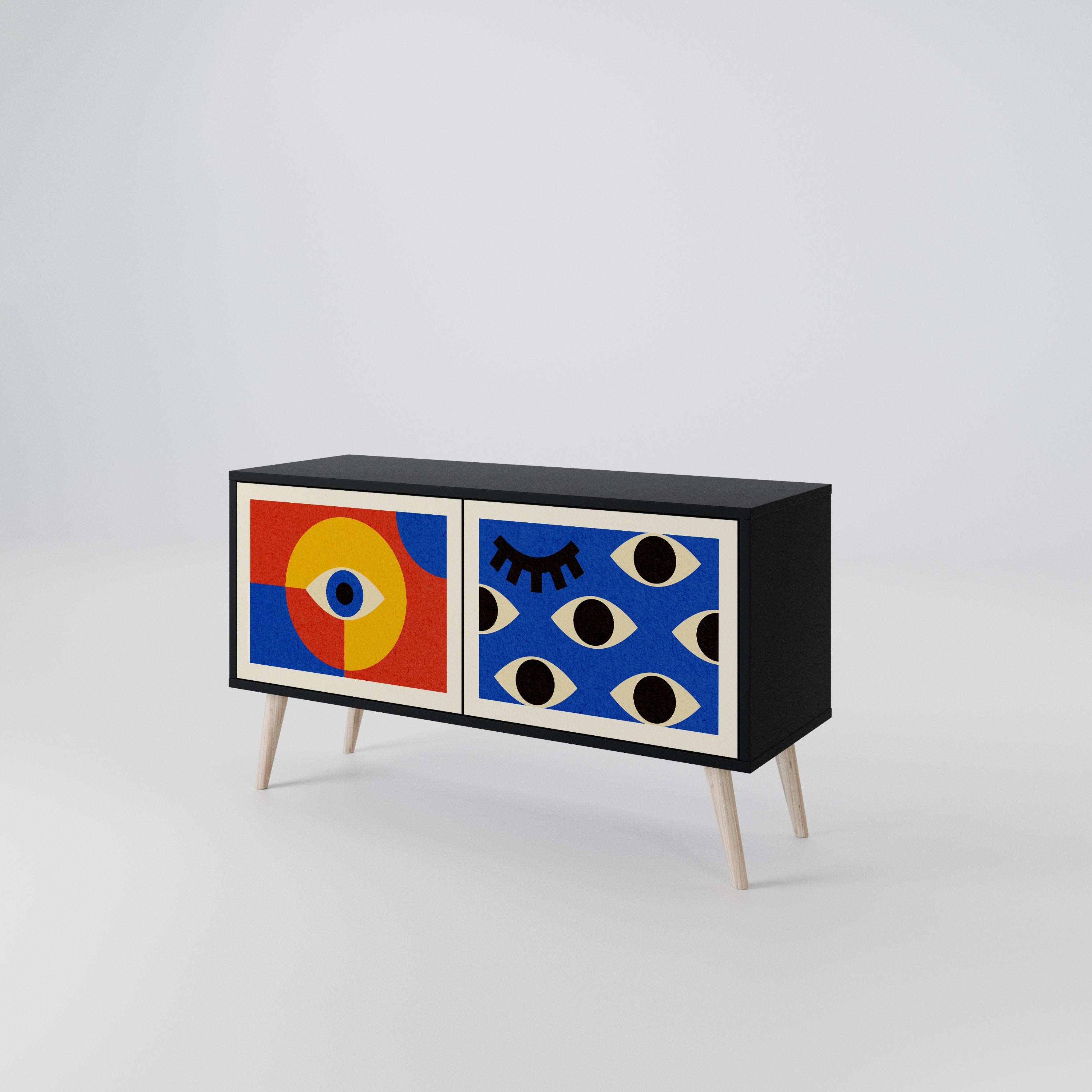 GEOMETRIC EYES Kompaktowa szafka RTV 2-drzwiowa