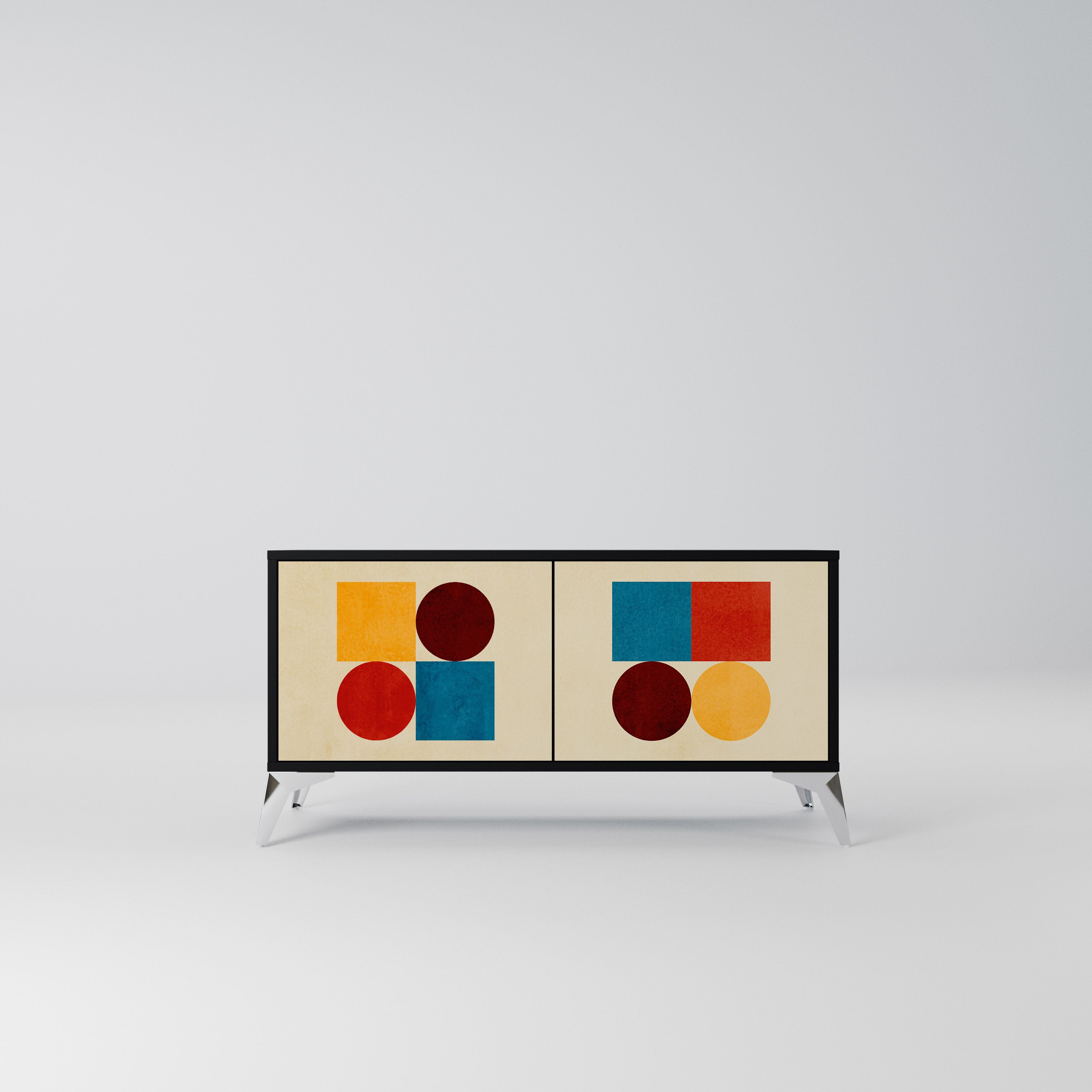 GEOMETRIC PUZZLE Kompaktowa szafka RTV 2-drzwiowa