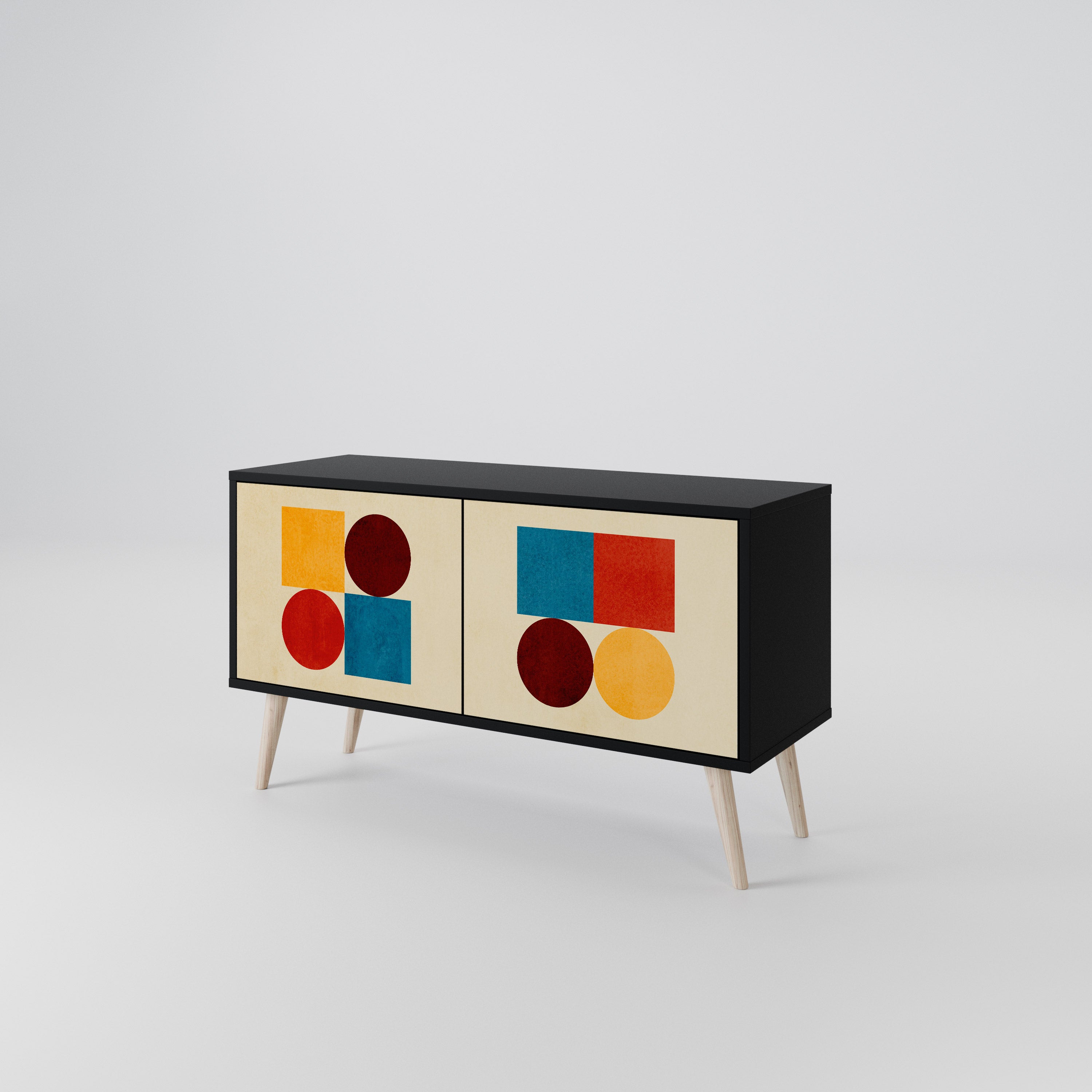 GEOMETRIC PUZZLE Kompaktowa szafka RTV 2-drzwiowa