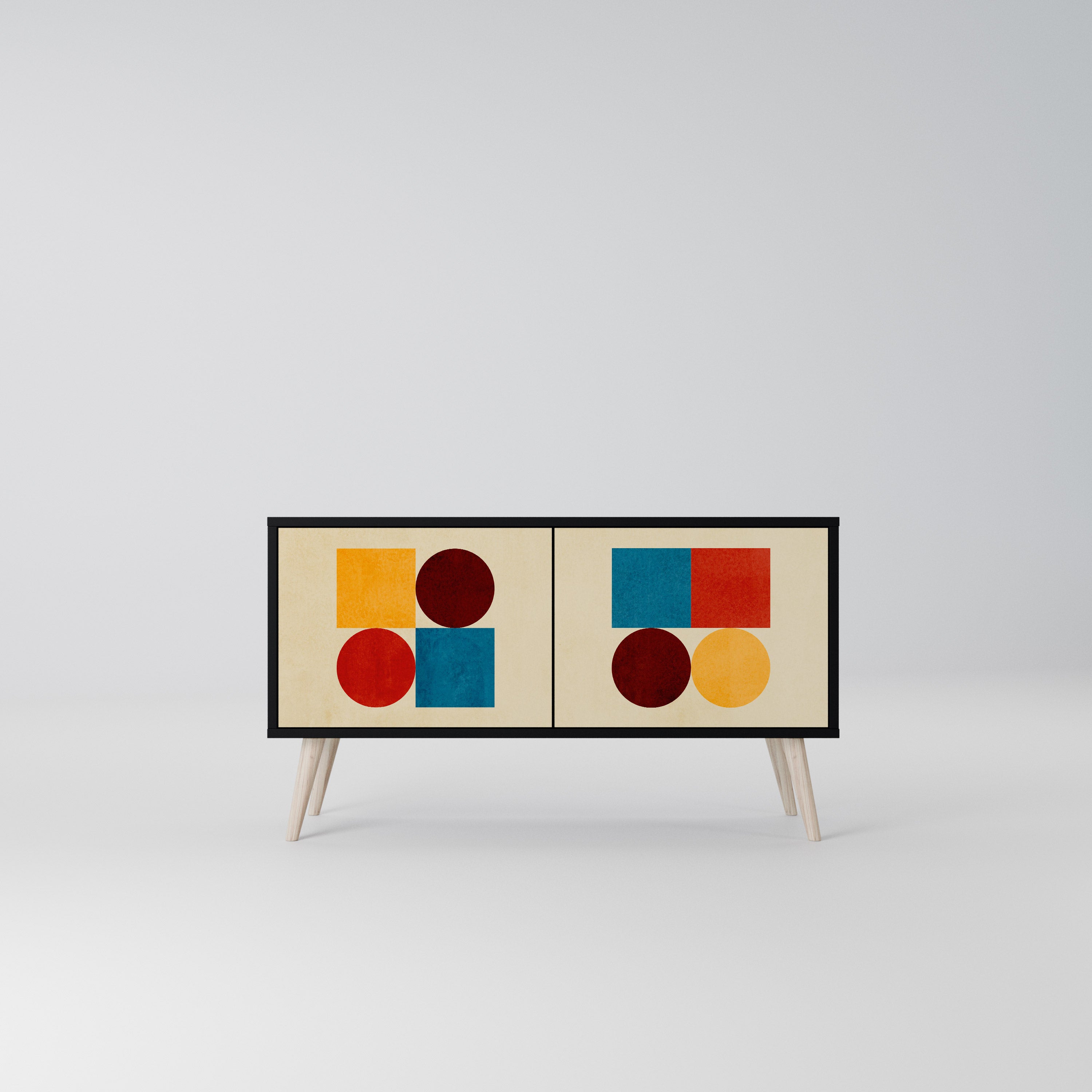 GEOMETRIC PUZZLE Kompaktowa szafka RTV 2-drzwiowa