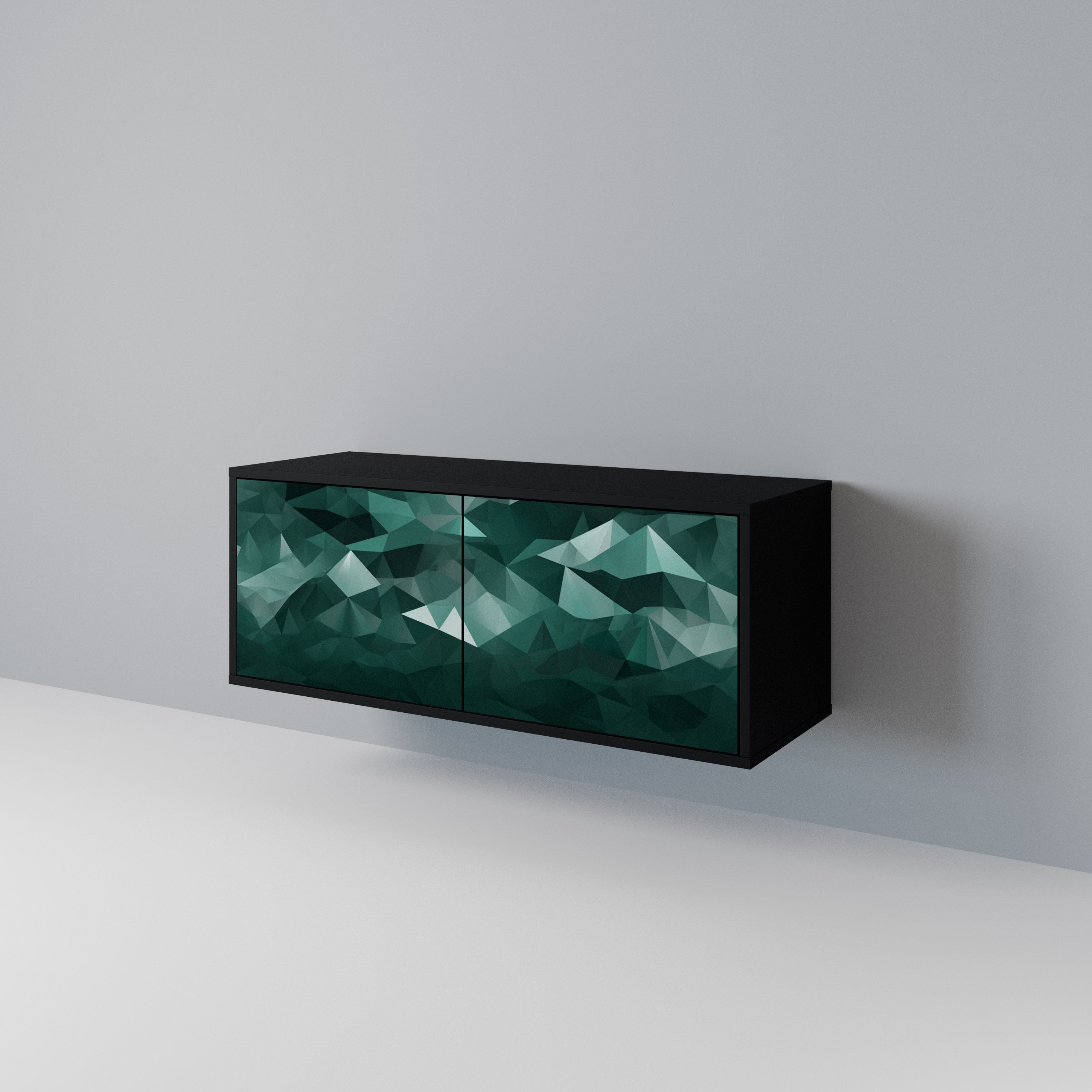 POLYGONAL FLOATING Kompaktowa szafka RTV 2-drzwiowa
