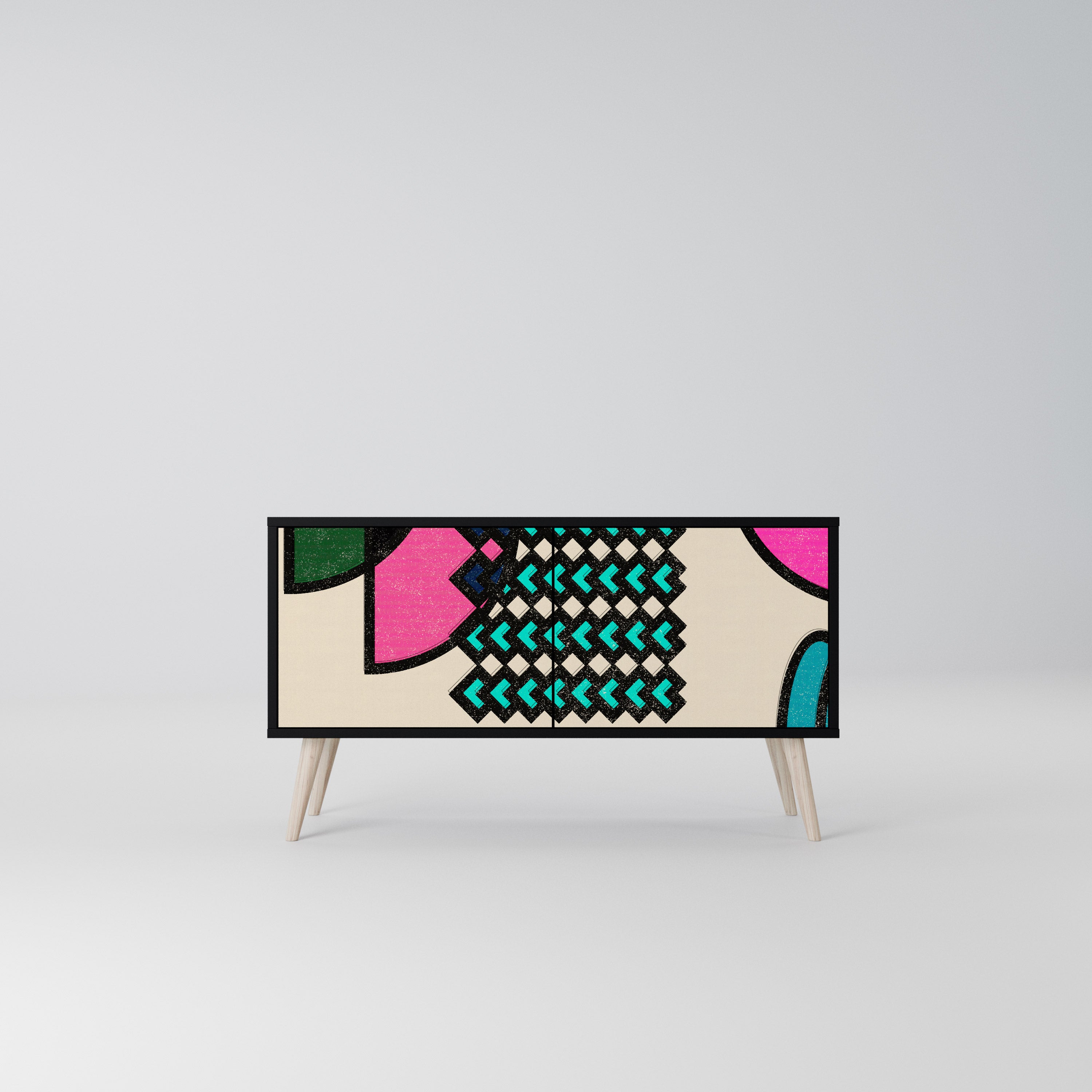 GEOMETRIC RHAPSODY Kompaktowa szafka RTV 2-drzwiowa