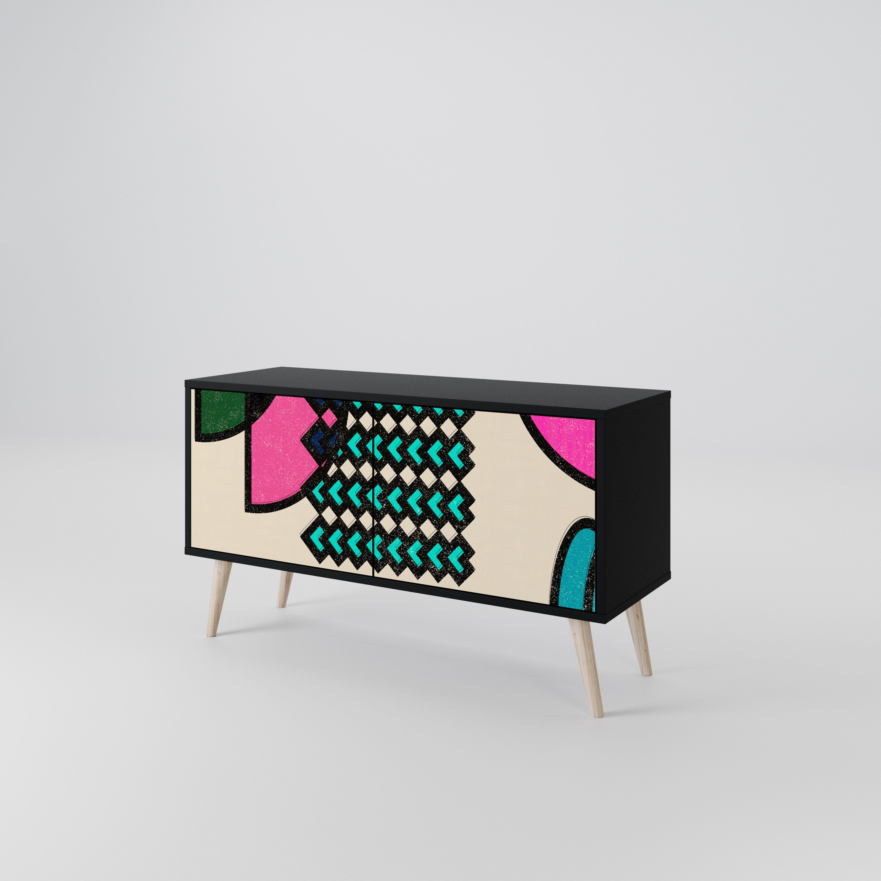 GEOMETRIC RHAPSODY Kompaktowa szafka RTV 2-drzwiowa
