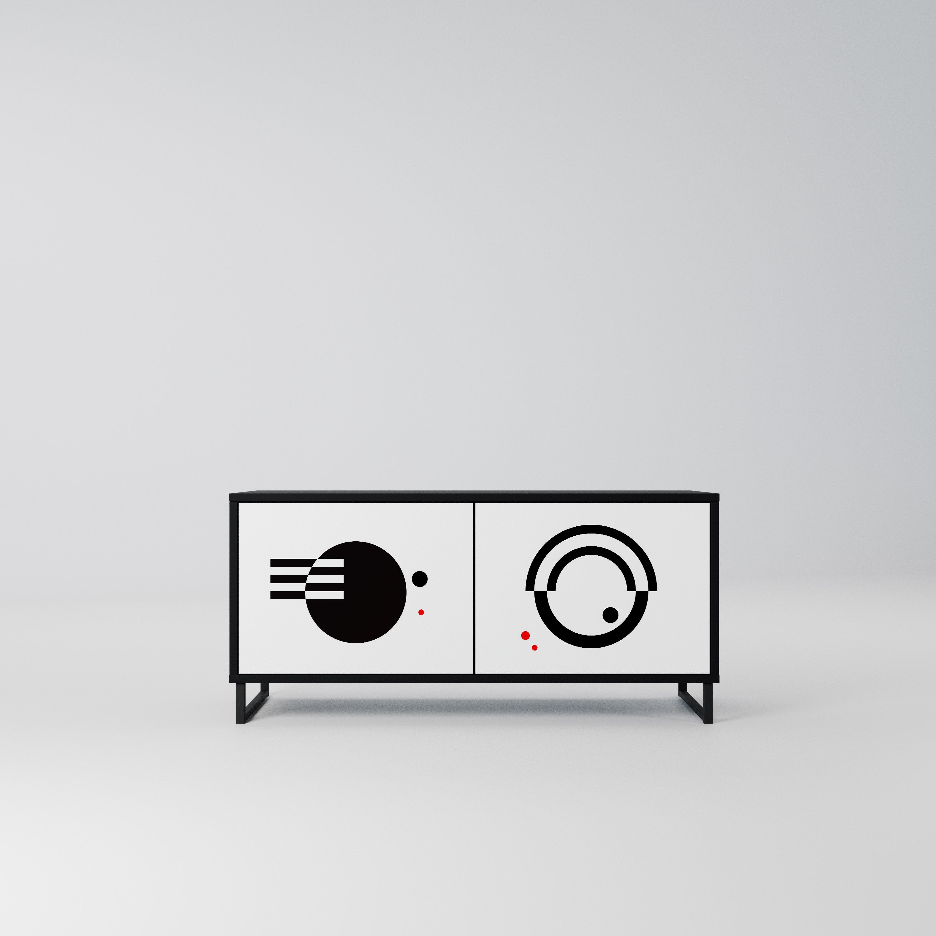 BLACK AND WHITE COMBINATION Kompaktowa szafka RTV 2-drzwiowa