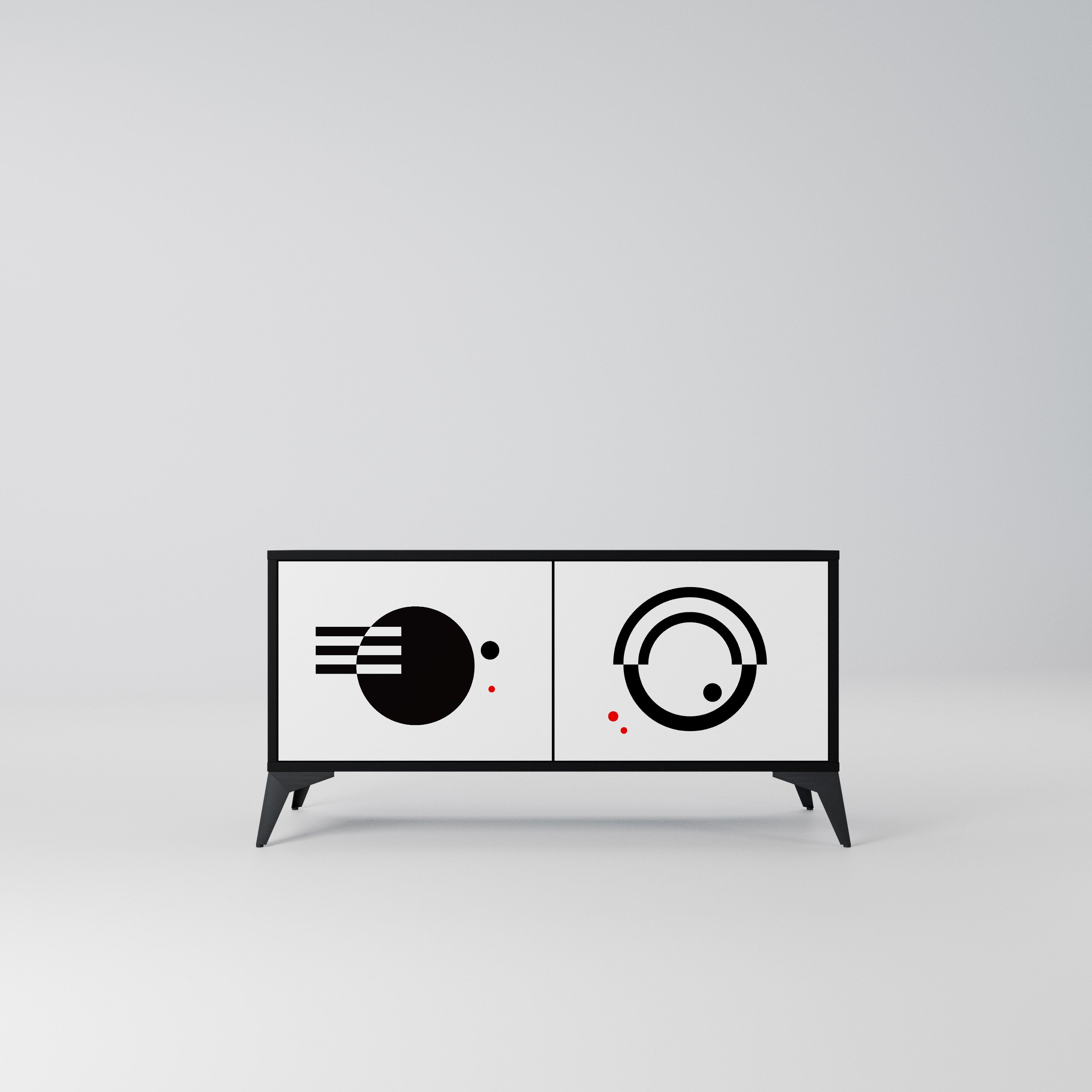 BLACK AND WHITE COMBINATION Kompaktowa szafka RTV 2-drzwiowa
