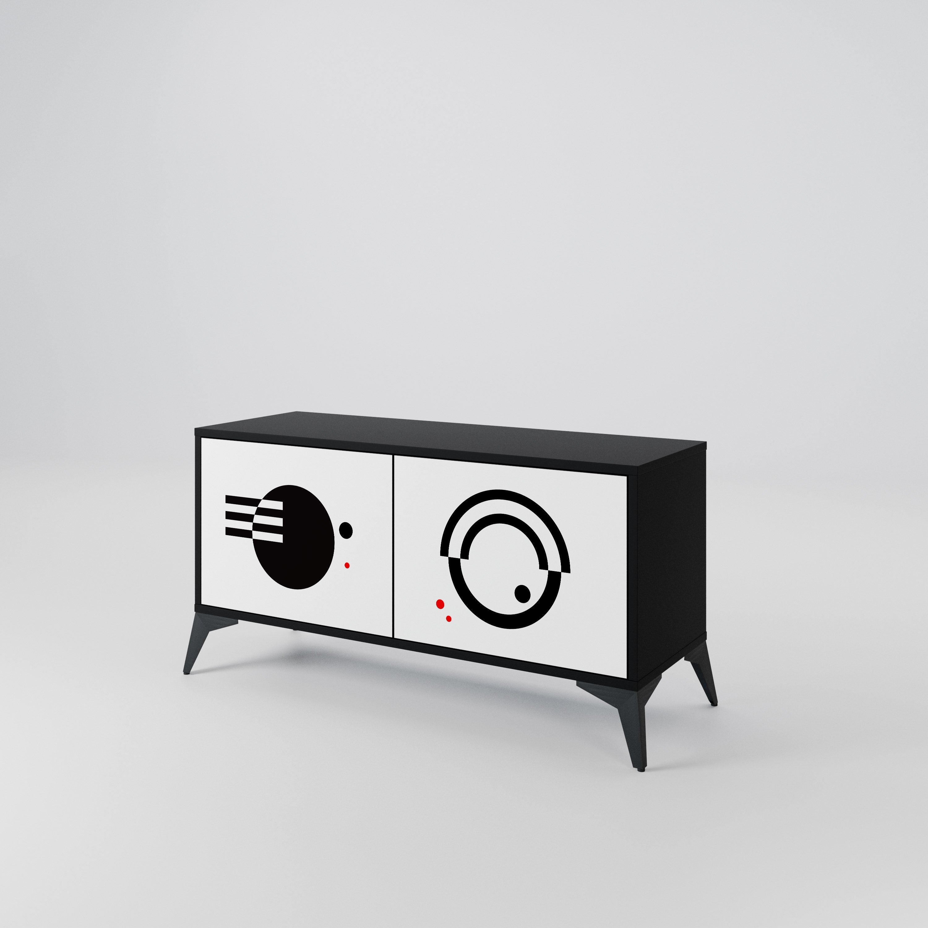 BLACK AND WHITE COMBINATION Kompaktowa szafka RTV 2-drzwiowa