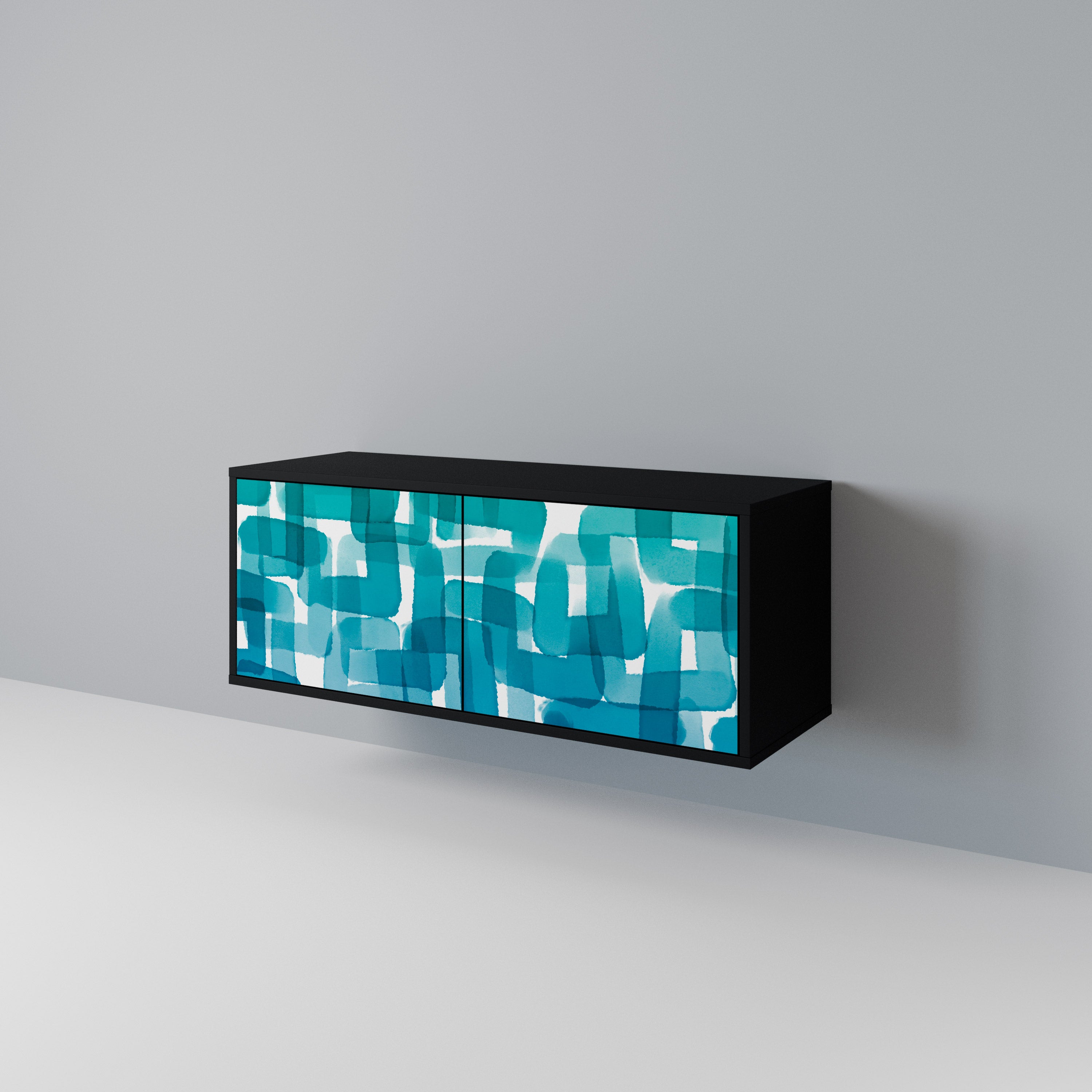 TURQUOISE RECTANGLES Kompaktowa szafka RTV 2-drzwiowa