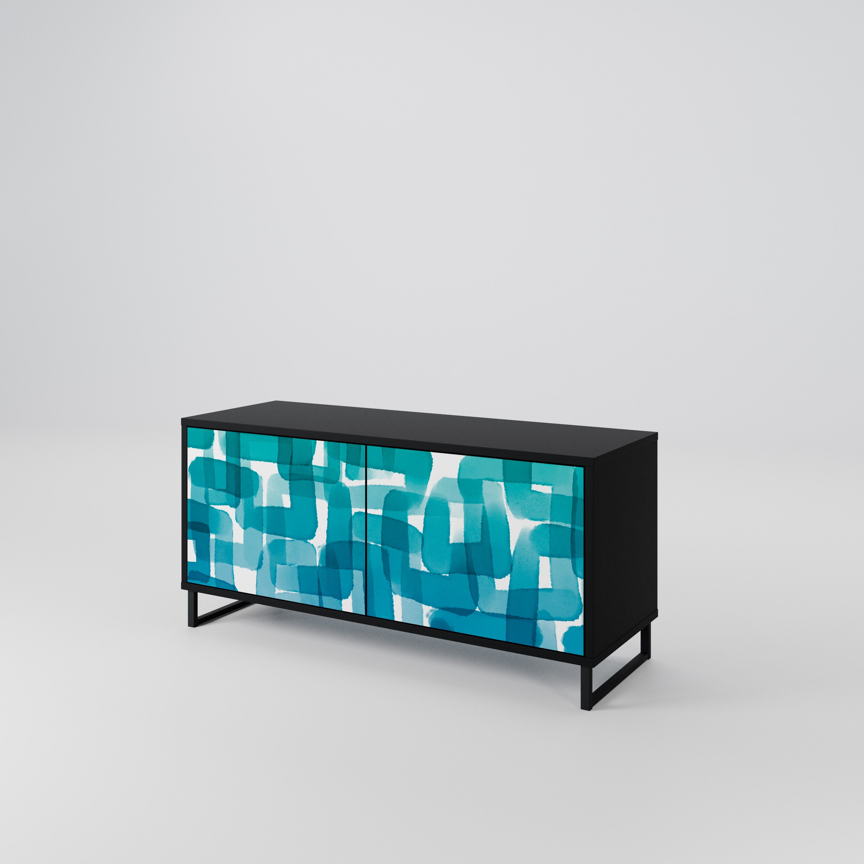 TURQUOISE RECTANGLES Kompaktowa szafka RTV 2-drzwiowa