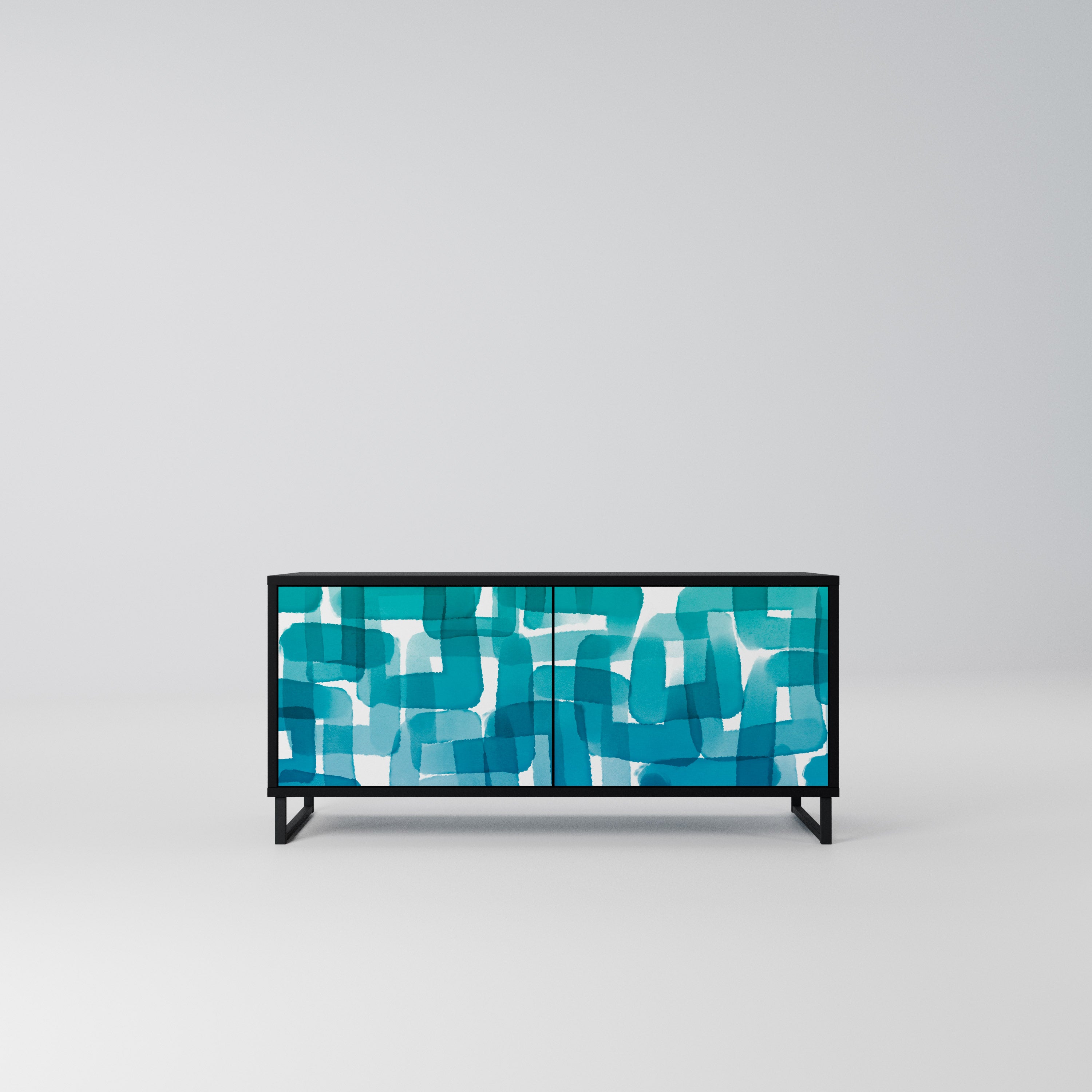 TURQUOISE RECTANGLES Kompaktowa szafka RTV 2-drzwiowa
