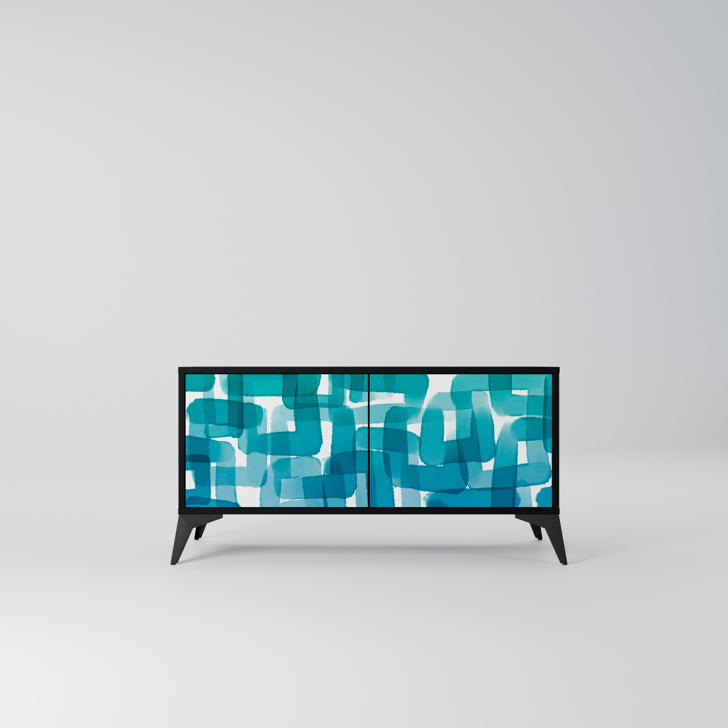 TURQUOISE RECTANGLES Kompaktowa szafka RTV 2-drzwiowa