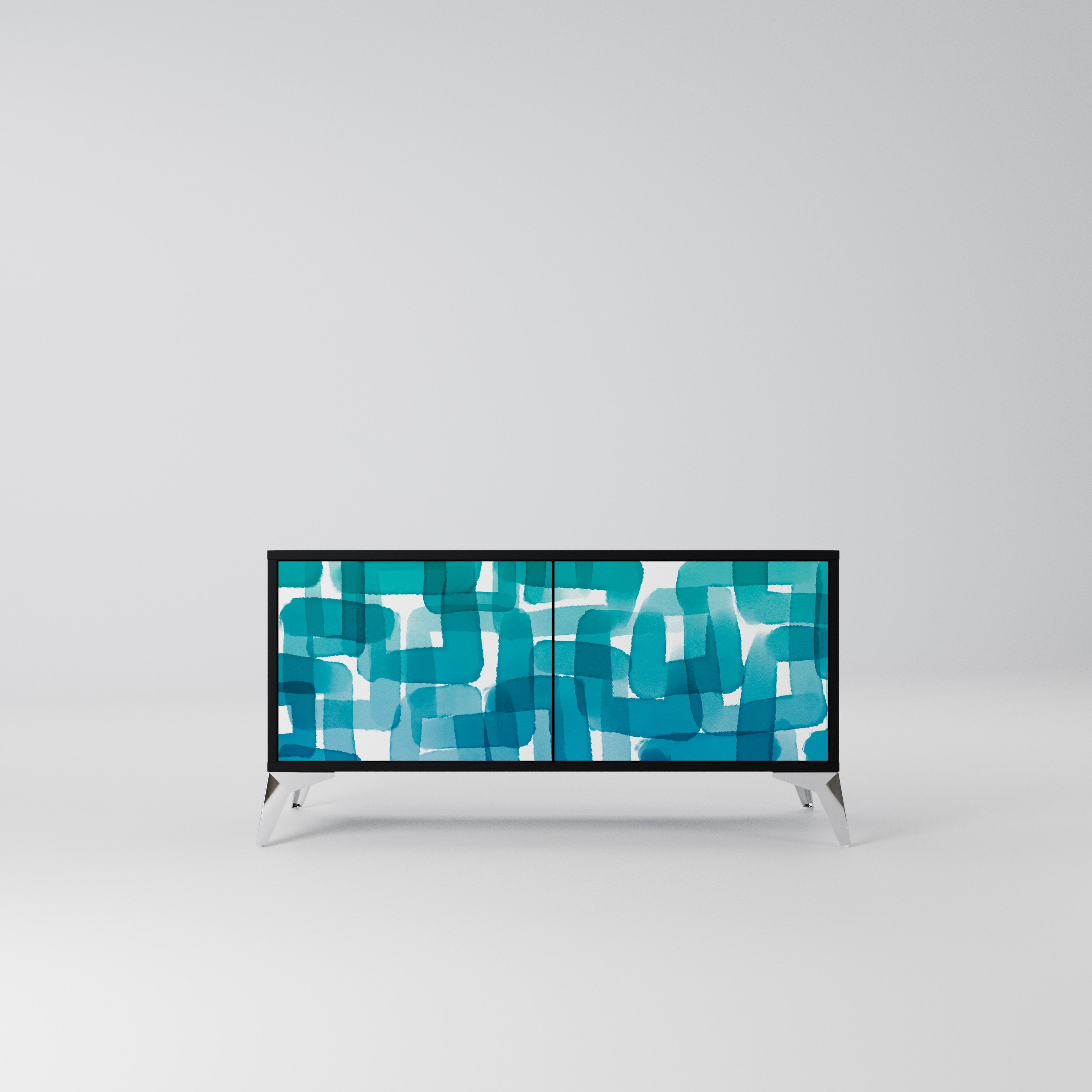 TURQUOISE RECTANGLES Kompaktowa szafka RTV 2-drzwiowa