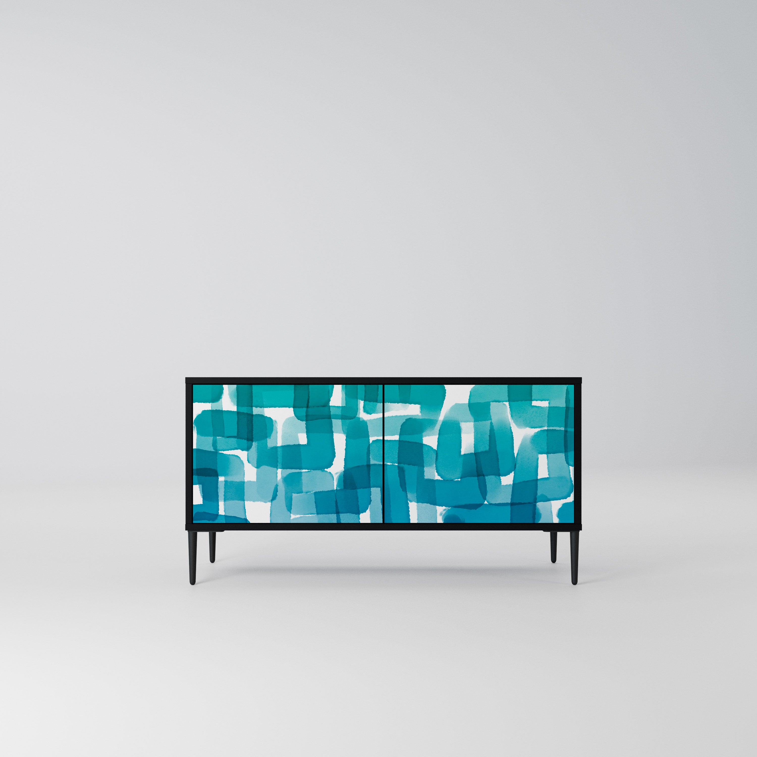 TURQUOISE RECTANGLES Kompaktowa szafka RTV 2-drzwiowa