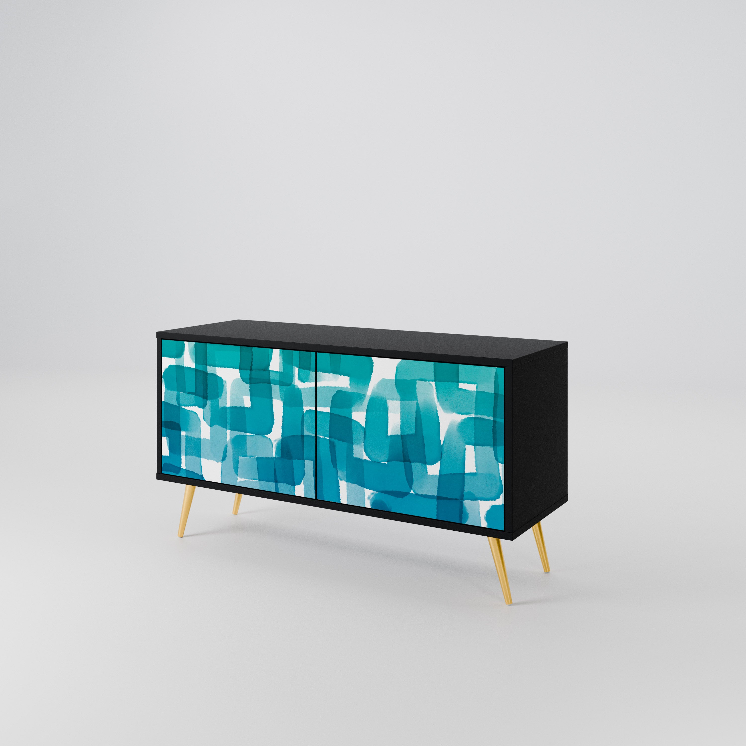 TURQUOISE RECTANGLES Kompaktowa szafka RTV 2-drzwiowa