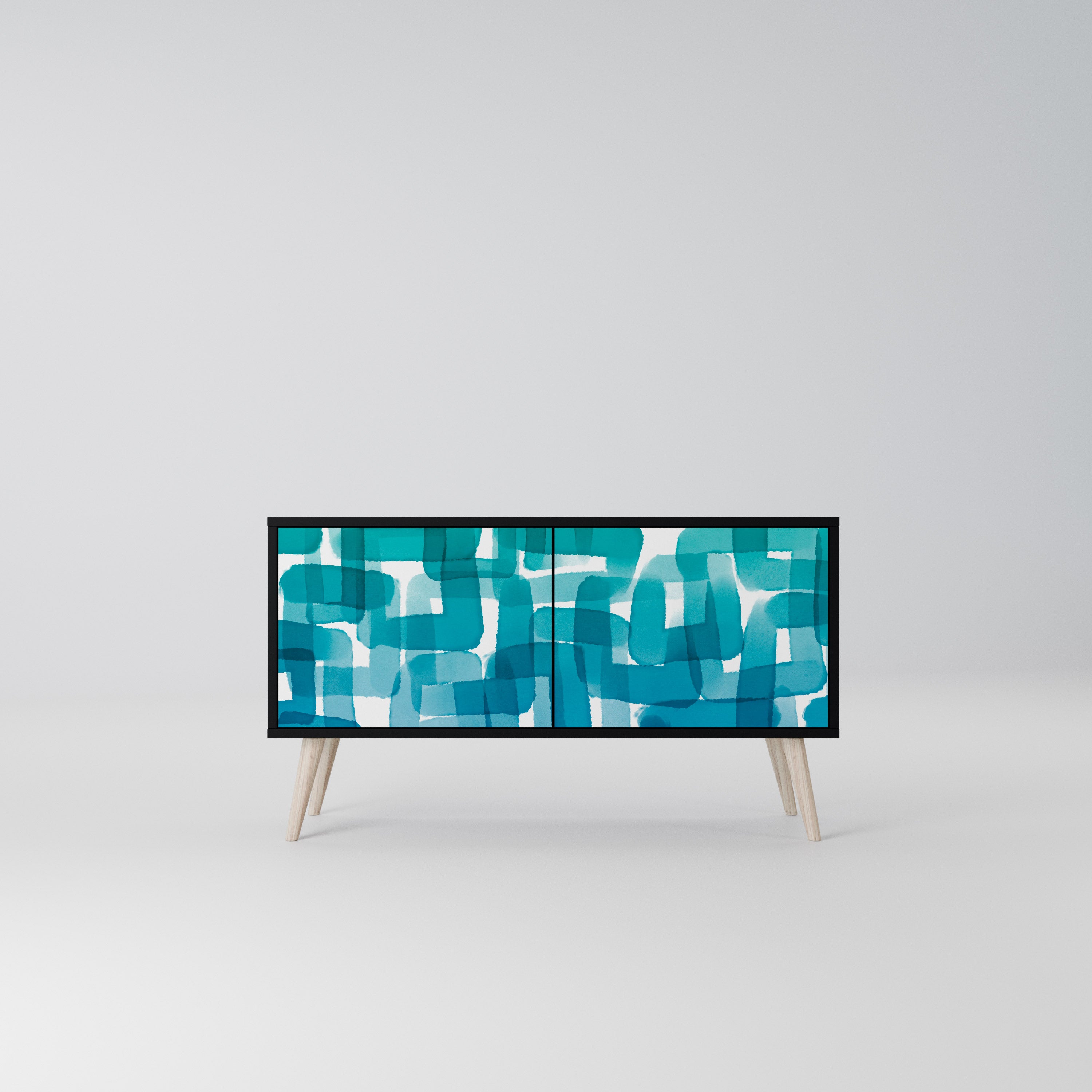 TURQUOISE RECTANGLES Kompaktowa szafka RTV 2-drzwiowa