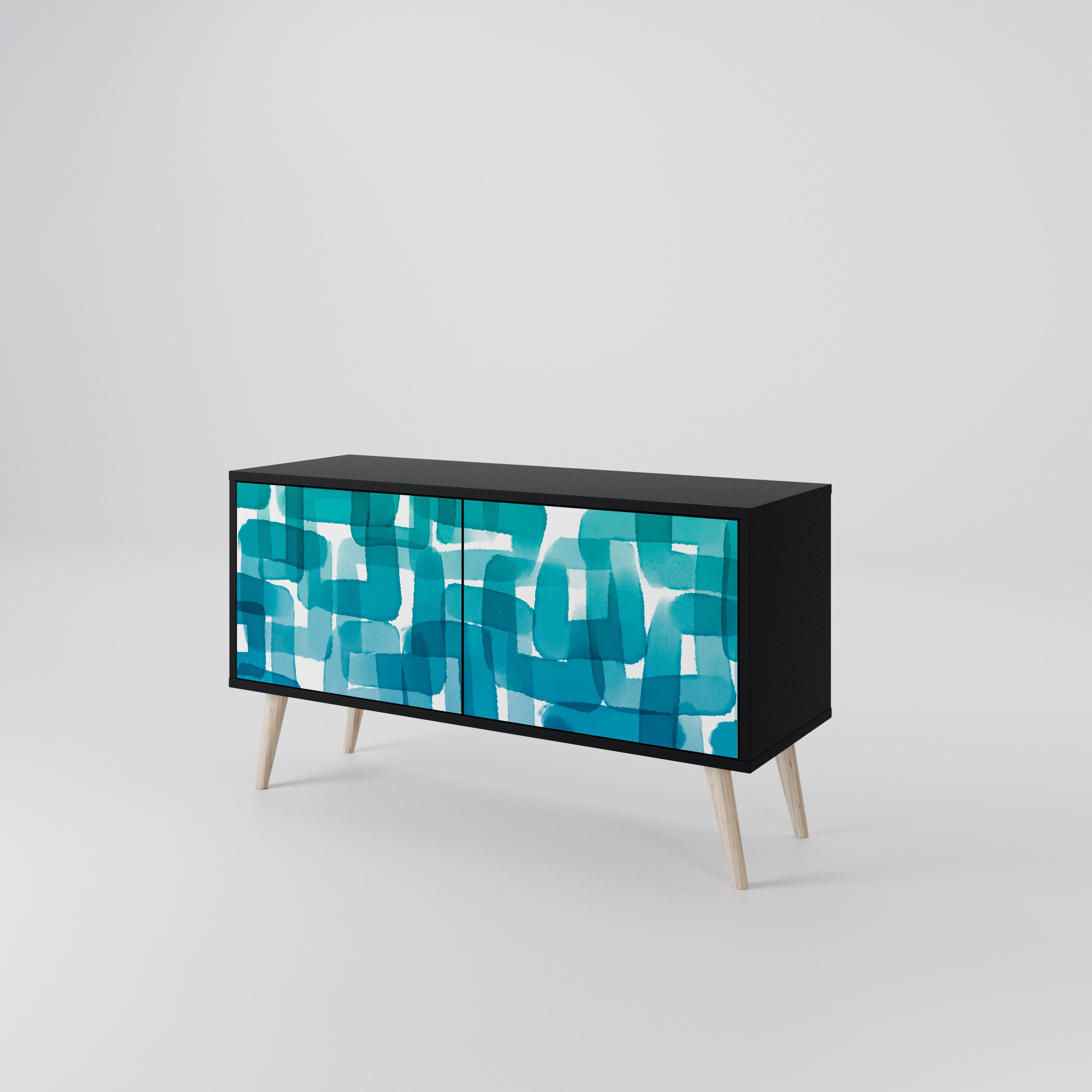 TURQUOISE RECTANGLES Kompaktowa szafka RTV 2-drzwiowa