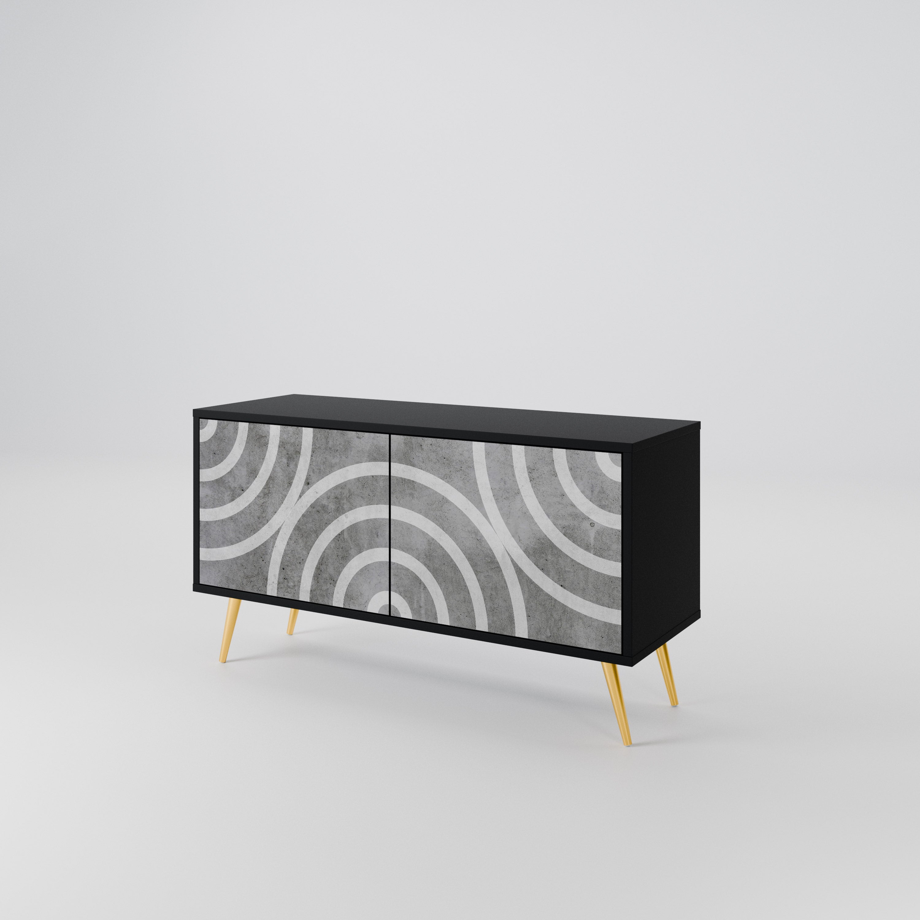 CIRCLE CONCRETE Kompaktowa szafka RTV 2-drzwiowa