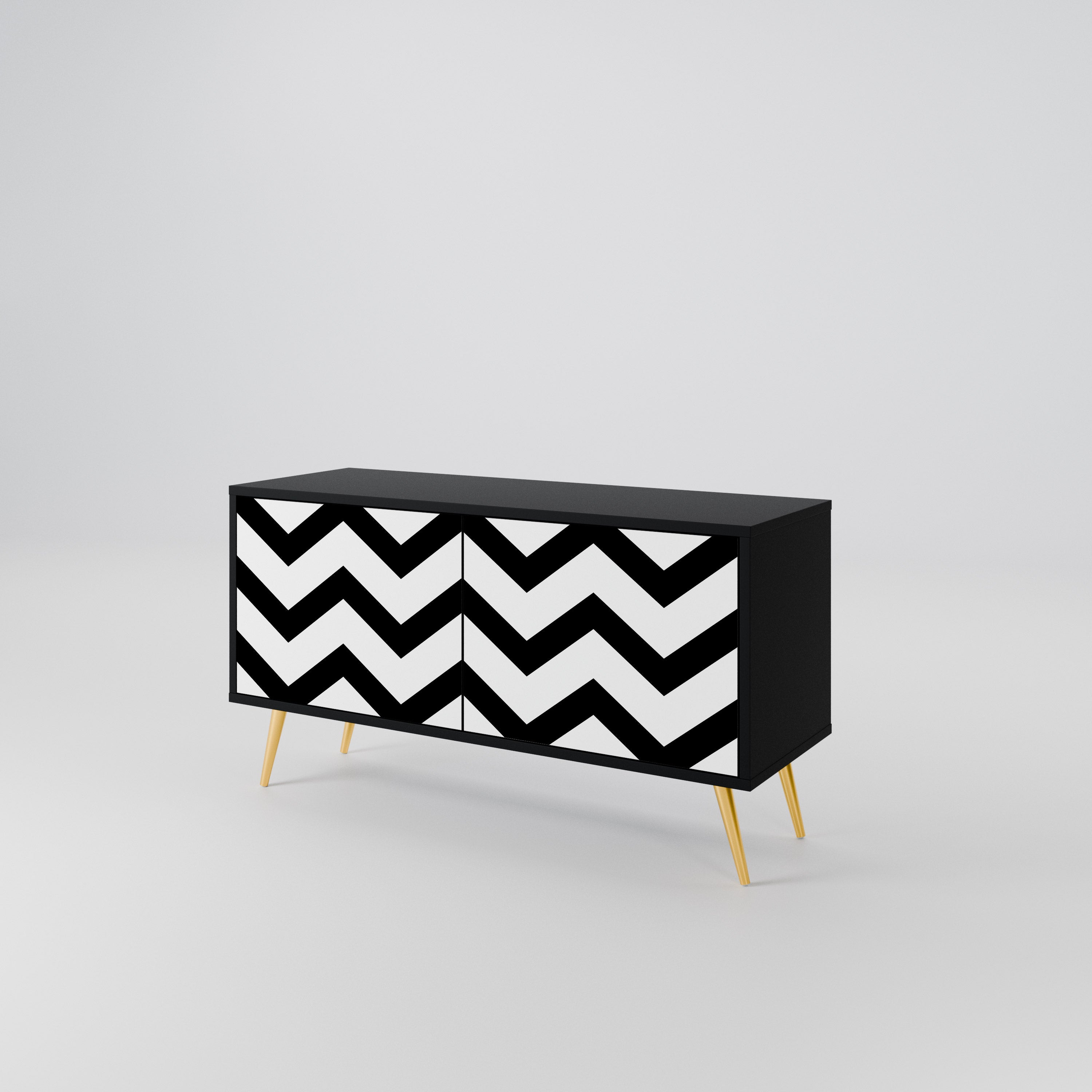 CLASSIC ZIG ZAG Kompaktowa szafka RTV 2-drzwiowa