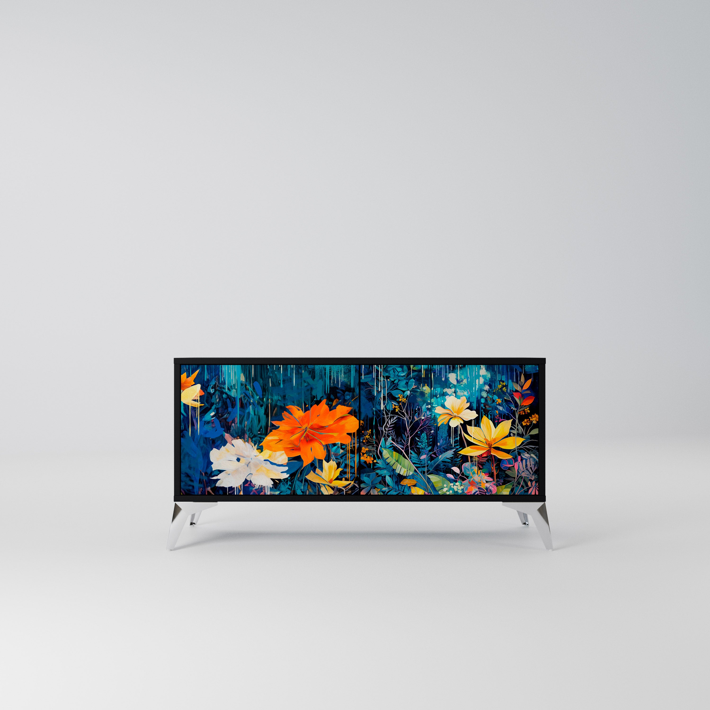MIDNIGHT BLOSSOM Kompaktowa szafka RTV 2-drzwiowa