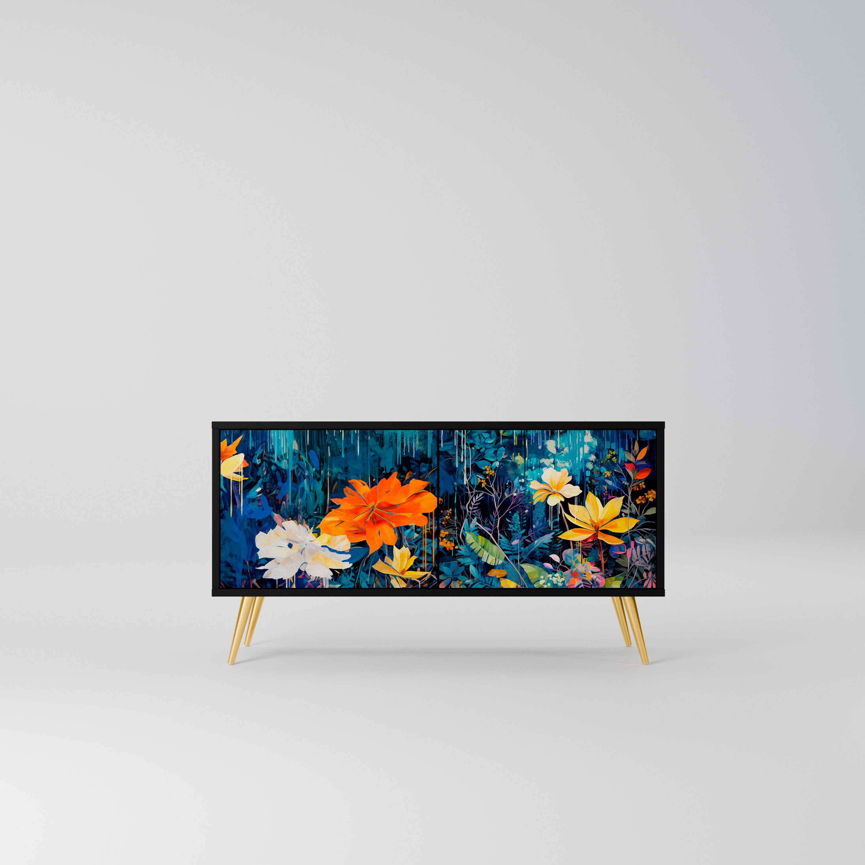MIDNIGHT BLOSSOM Kompaktowa szafka RTV 2-drzwiowa