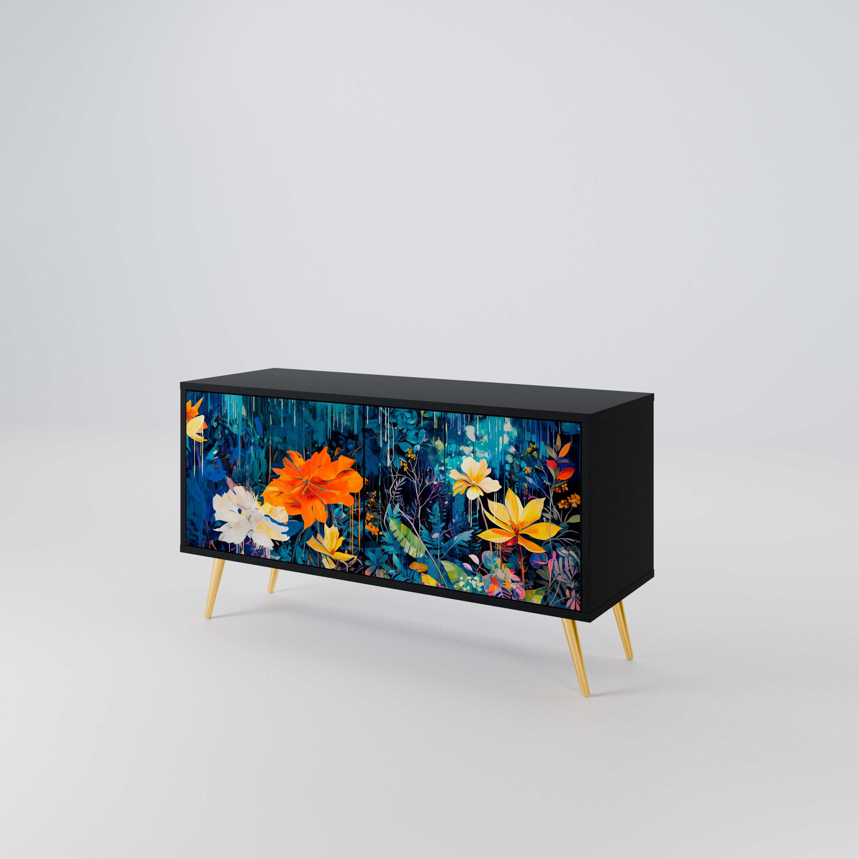 MIDNIGHT BLOSSOM Kompaktowa szafka RTV 2-drzwiowa