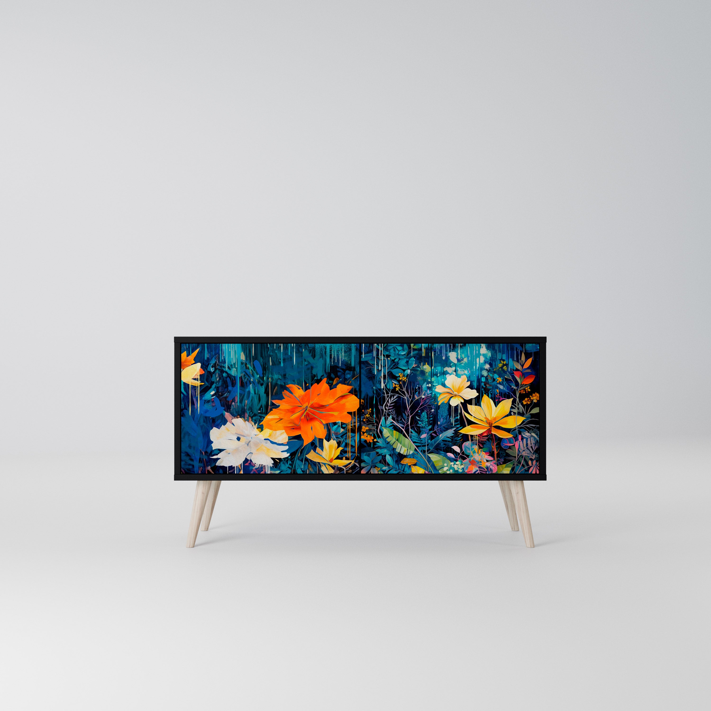 MIDNIGHT BLOSSOM Kompaktowa szafka RTV 2-drzwiowa
