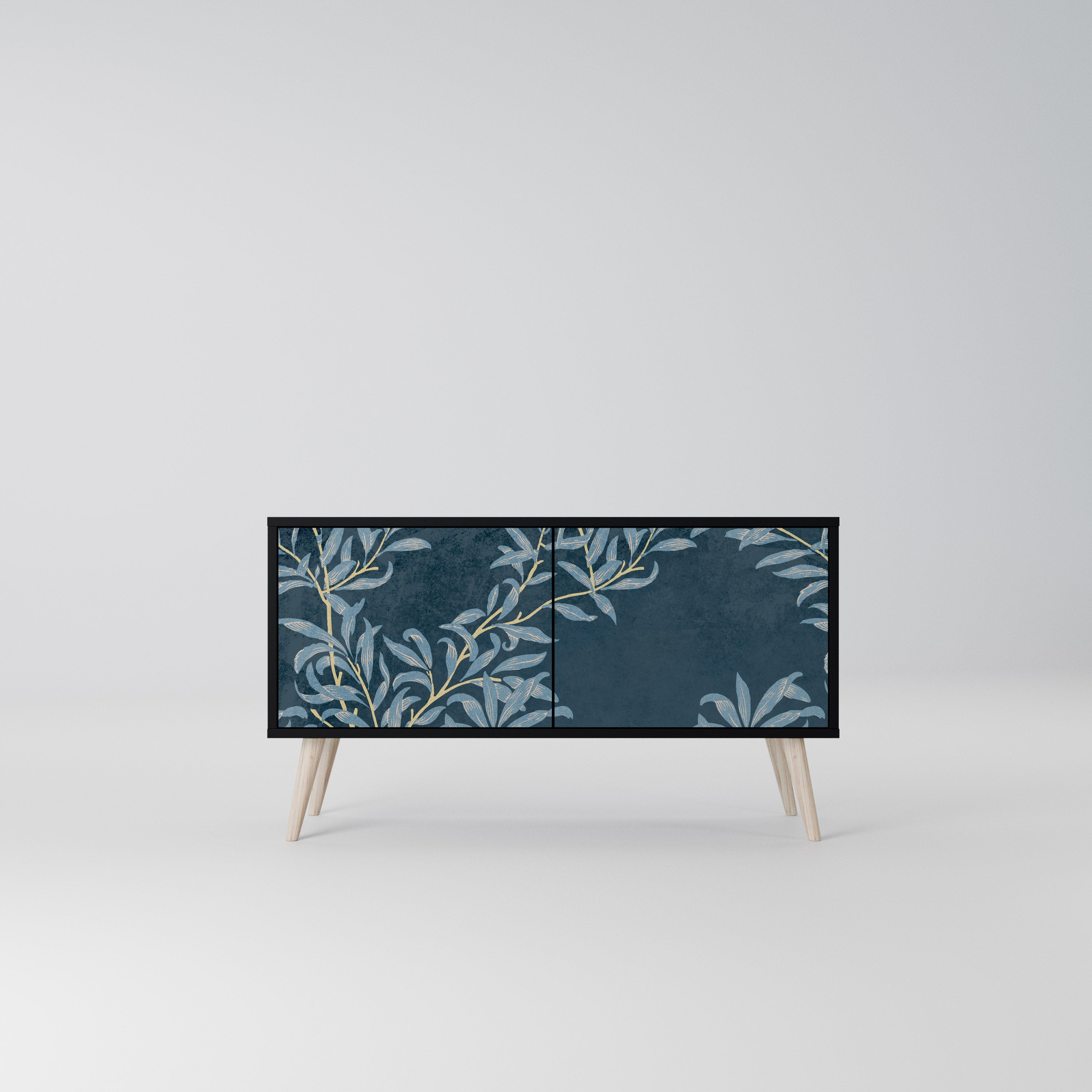 BLUE LEAVES Kompaktowa szafka RTV 2-drzwiowa