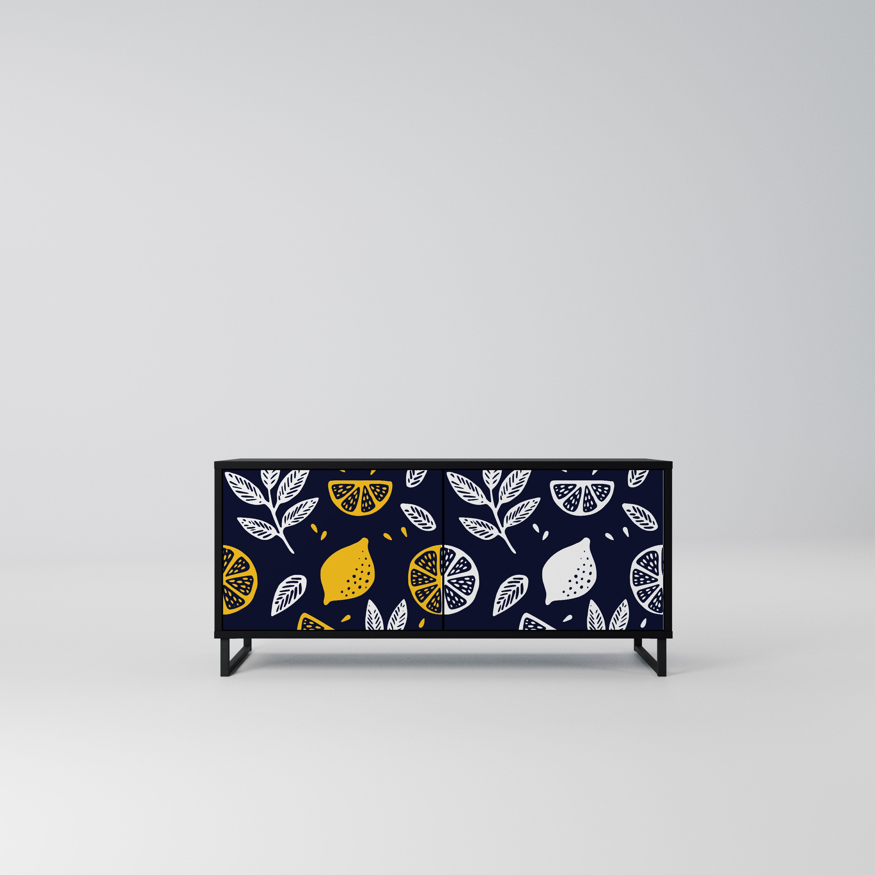 CITRUS BLACK AND WHITE Kompaktowa szafka RTV 2-drzwiowa
