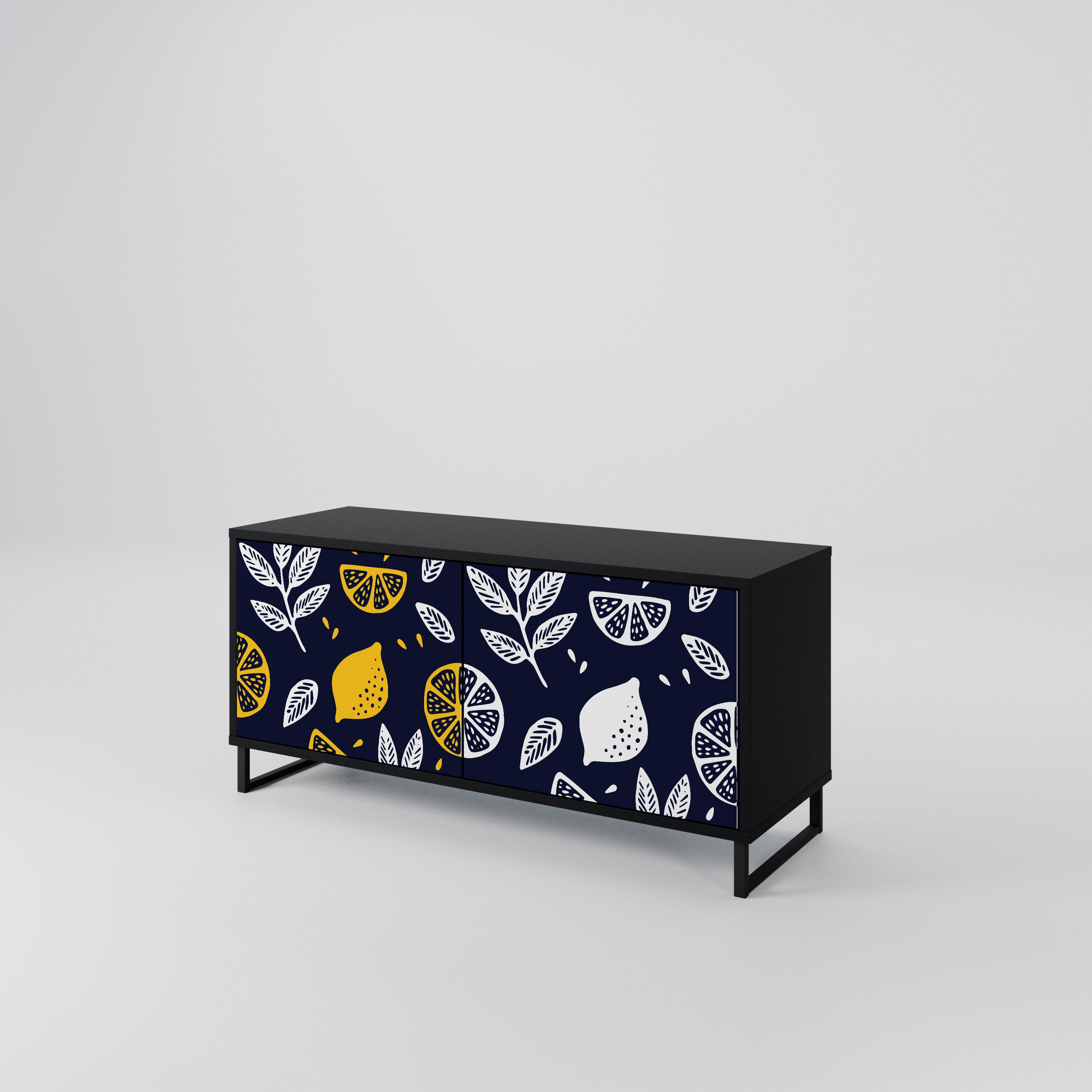 CITRUS BLACK AND WHITE Kompaktowa szafka RTV 2-drzwiowa