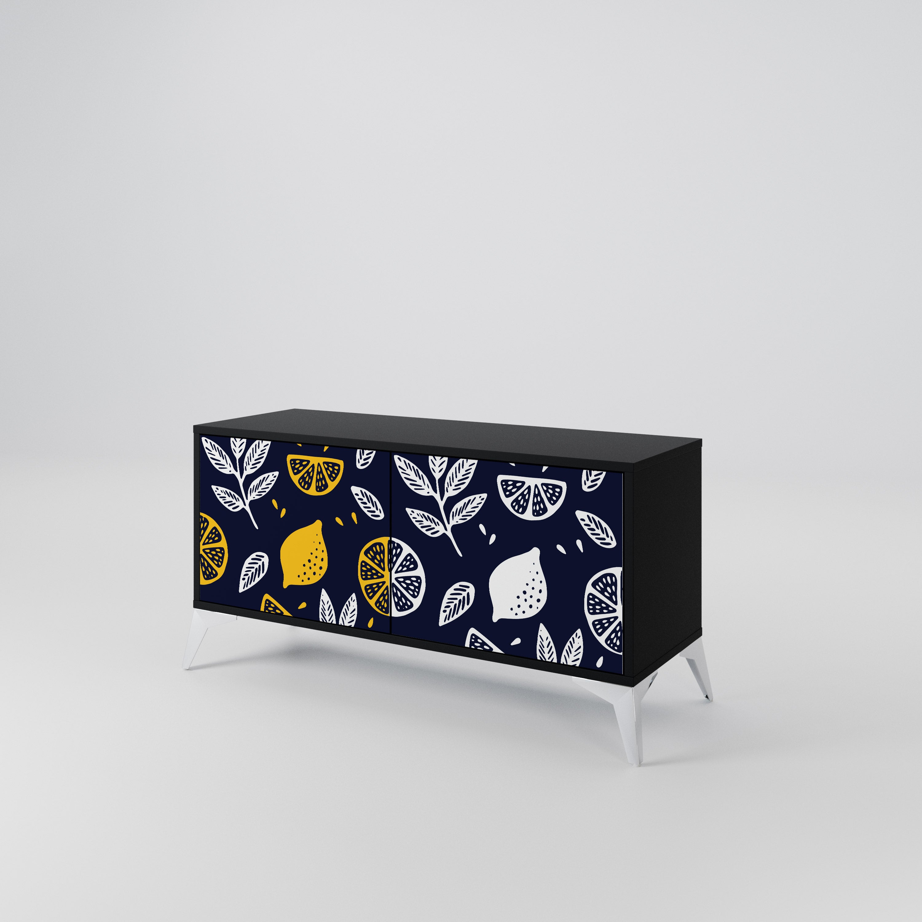 CITRUS BLACK AND WHITE Kompaktowa szafka RTV 2-drzwiowa