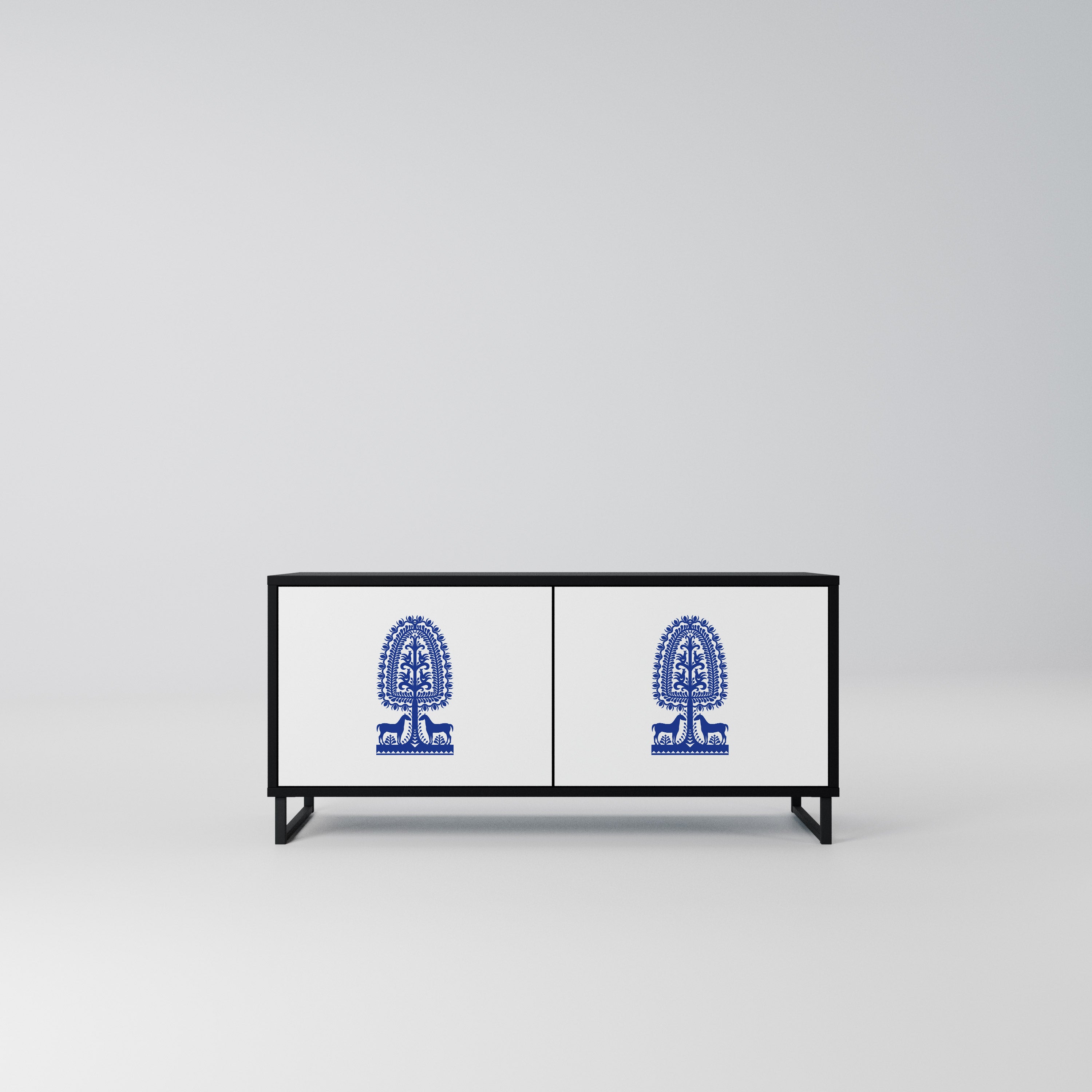 POLISH FOLK ART Kompaktowa szafka RTV 2-drzwiowa