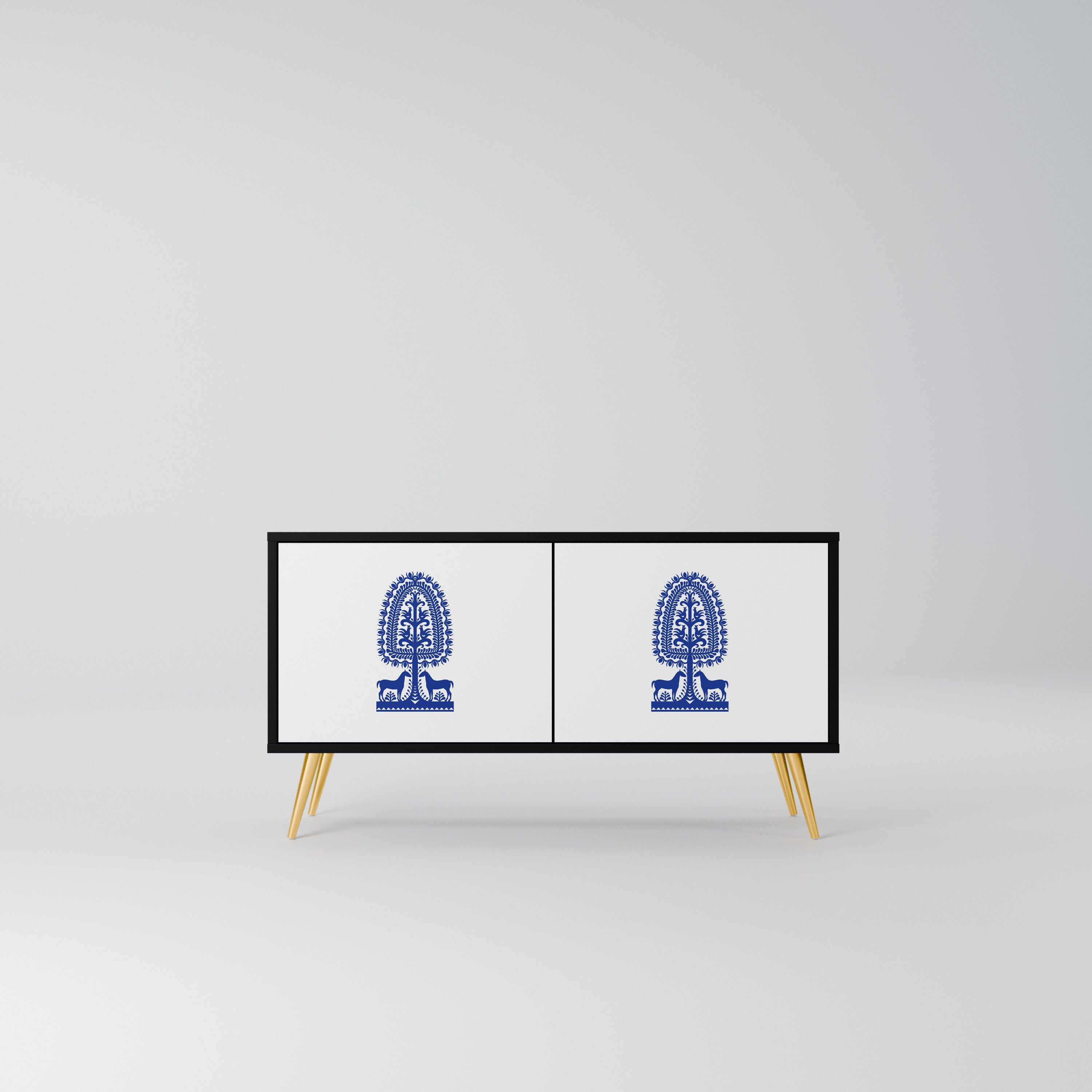 POLISH FOLK ART Kompaktowa szafka RTV 2-drzwiowa