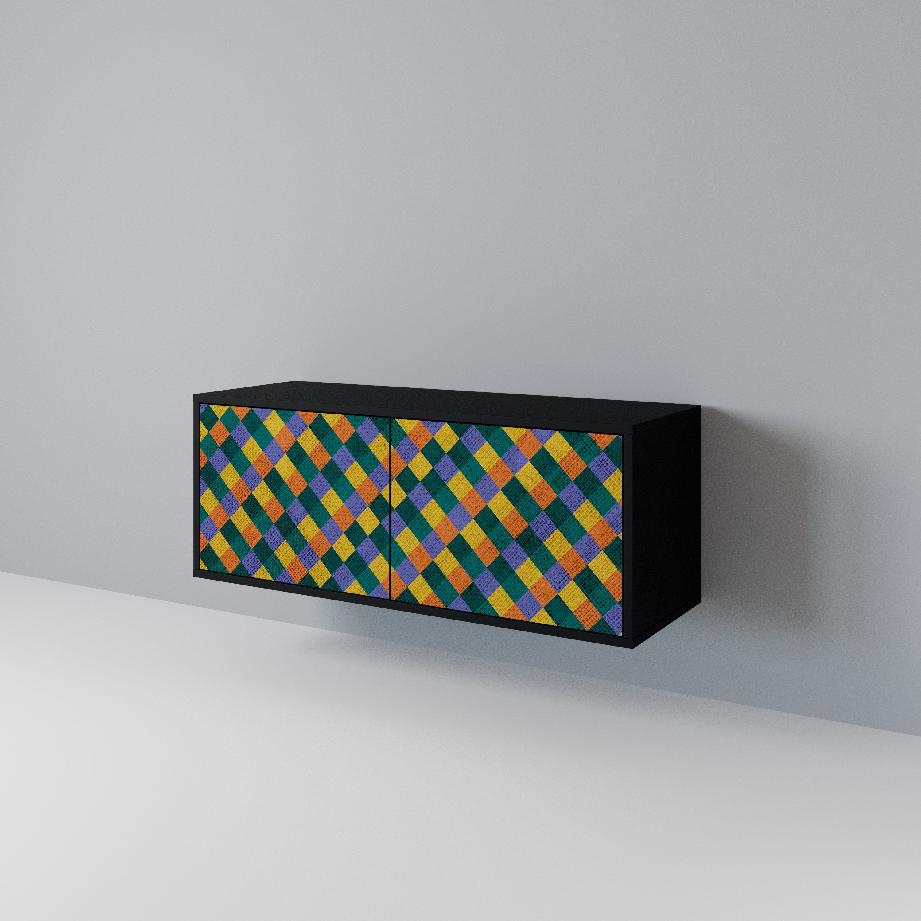 PAINTED SQUARES MIX Kompaktowa szafka RTV 2-drzwiowa
