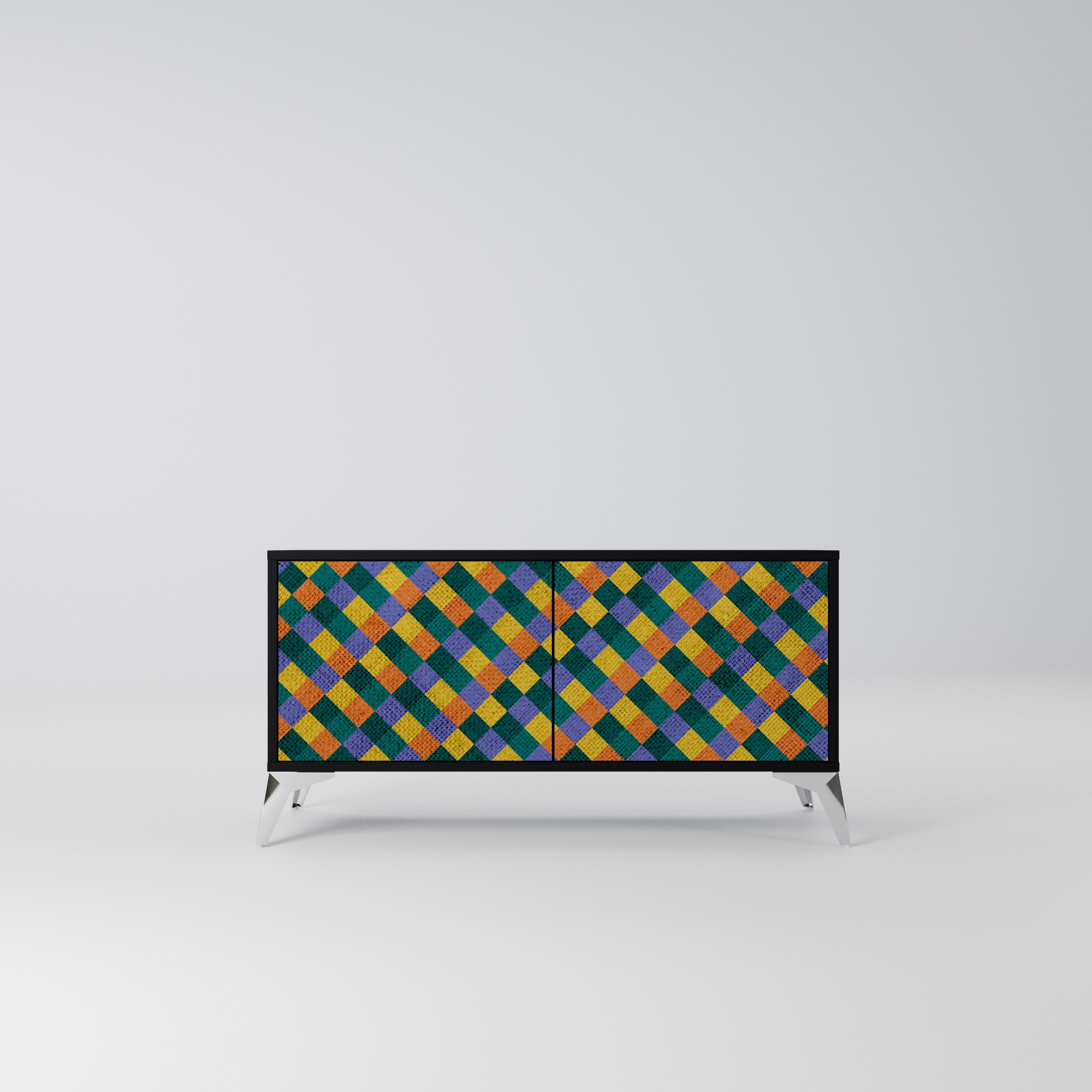 PAINTED SQUARES MIX Kompaktowa szafka RTV 2-drzwiowa