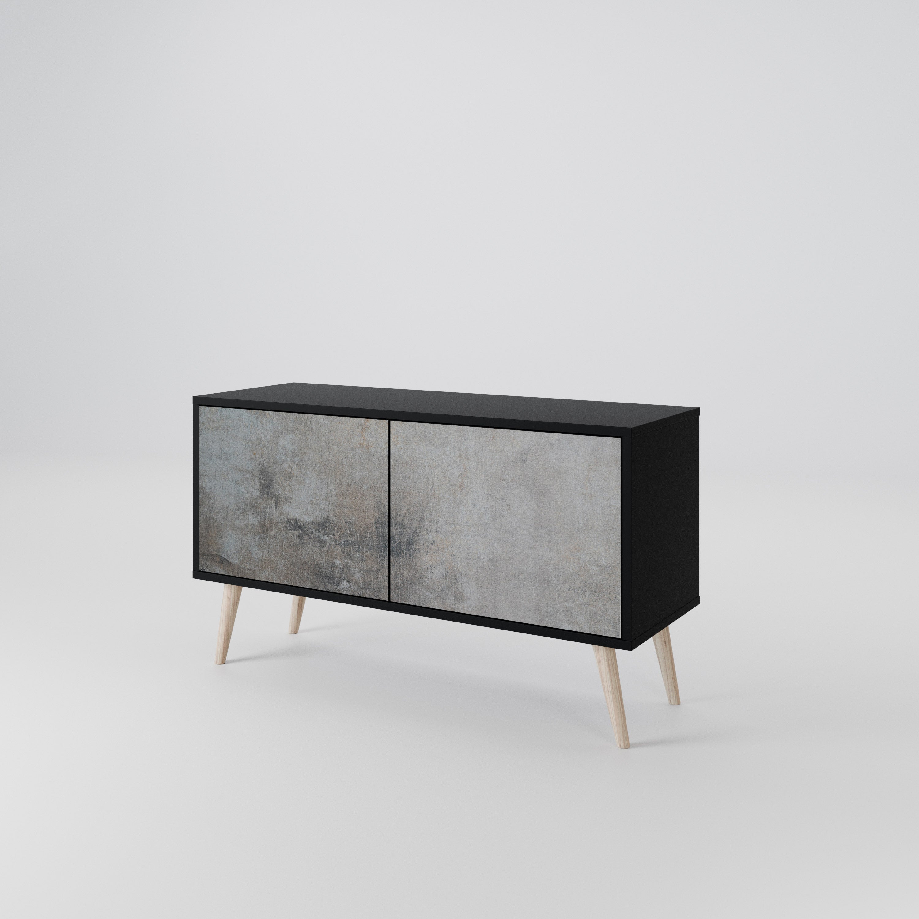 CONCRETE WALL Kompaktowa szafka RTV 2-drzwiowa
