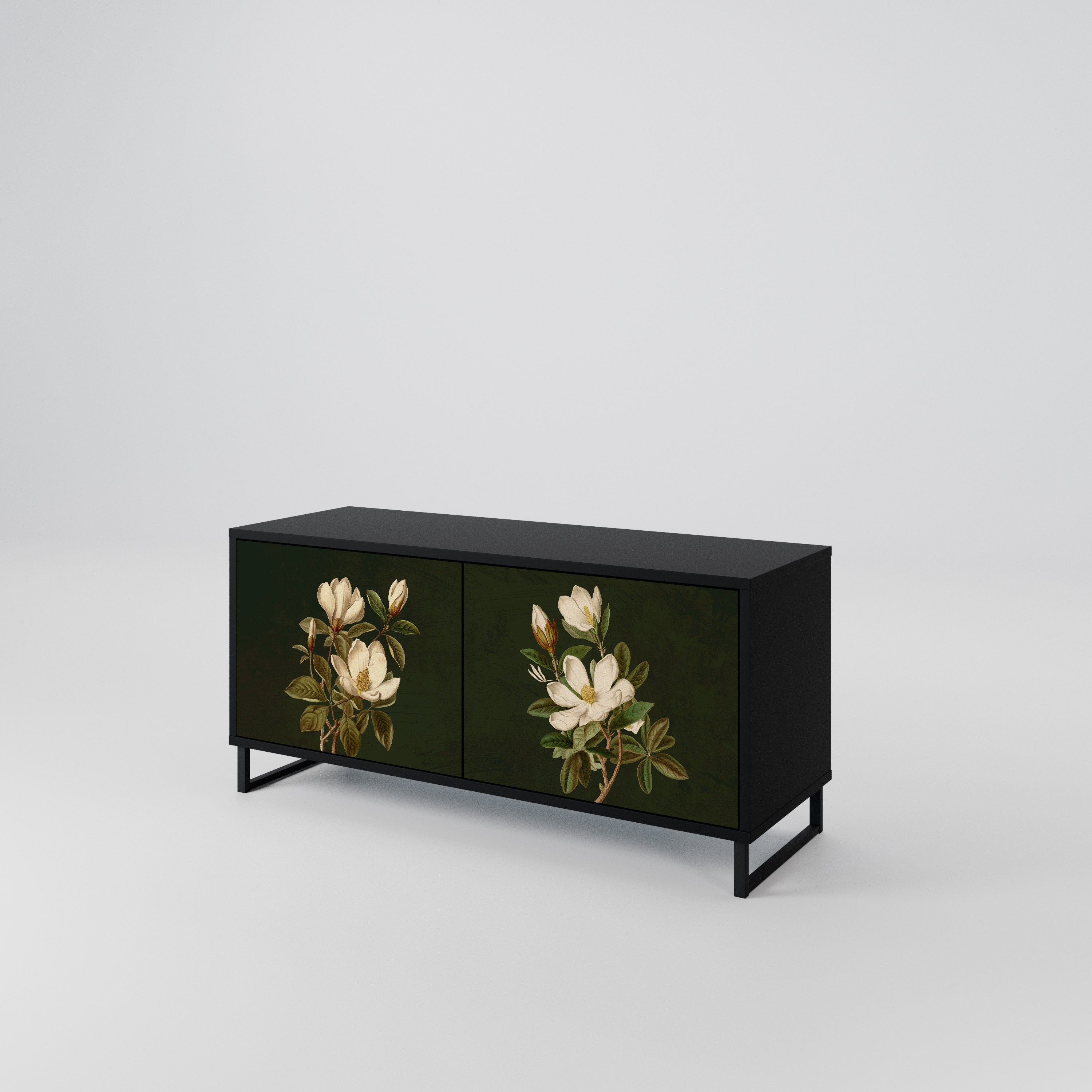 FLORAL NOIR Kompaktowa szafka RTV 2-drzwiowa