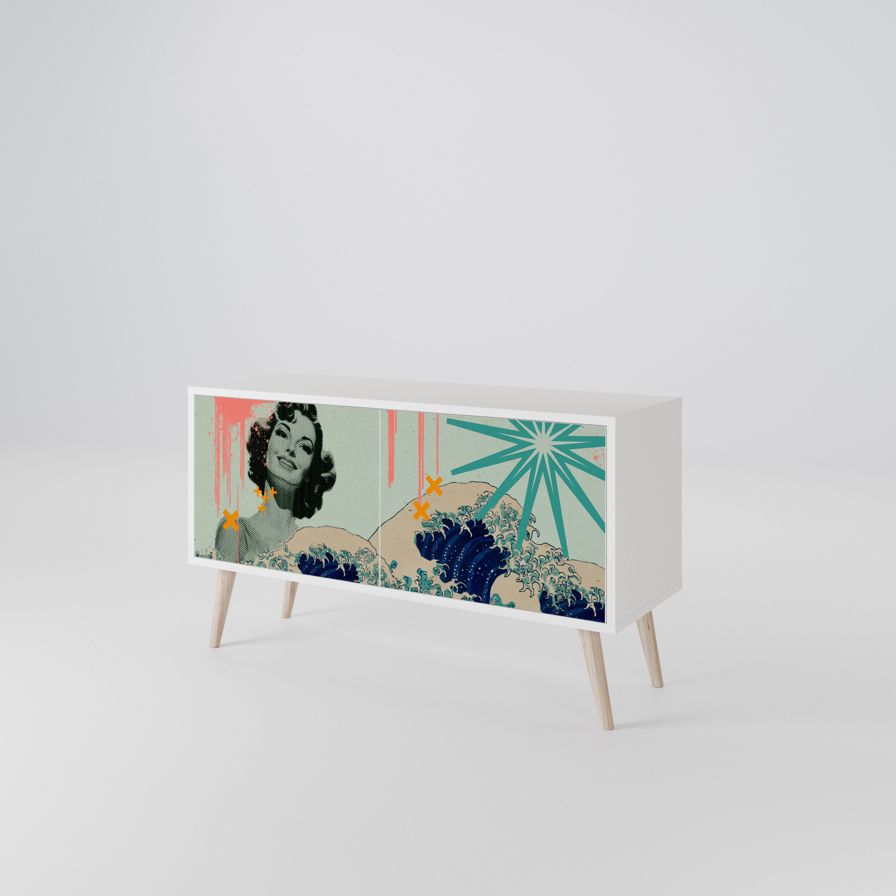 KANAGAWA BEAUTY Kompaktowa szafka RTV 2-drzwiowa