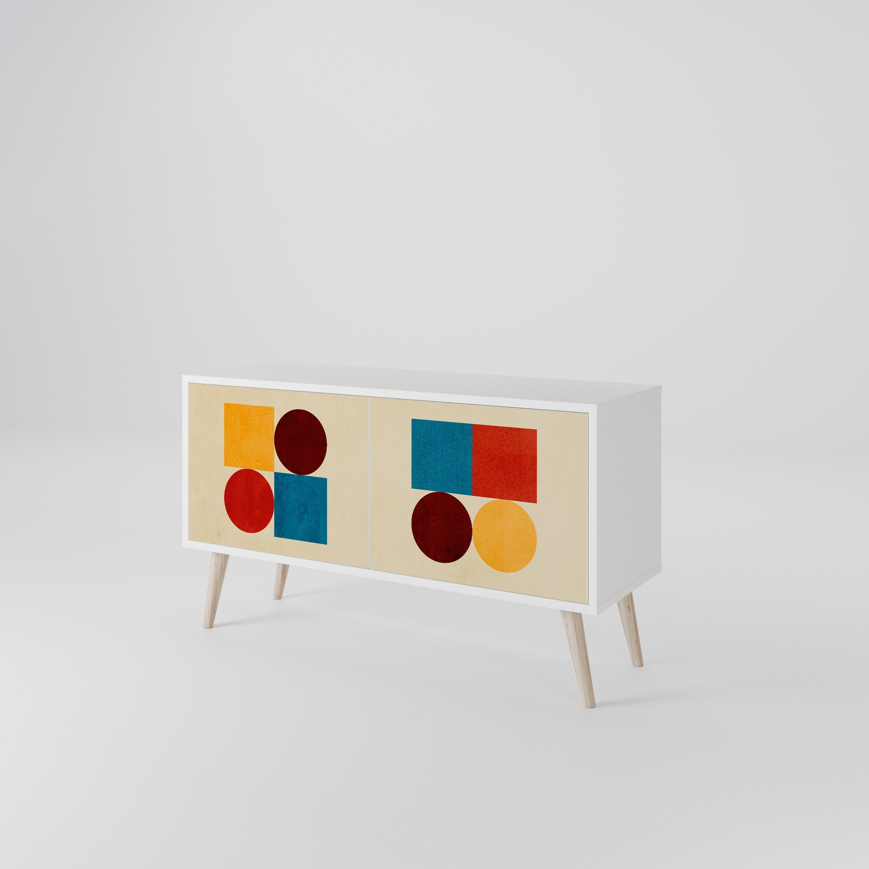 GEOMETRIC PUZZLE Kompaktowa szafka RTV 2-drzwiowa